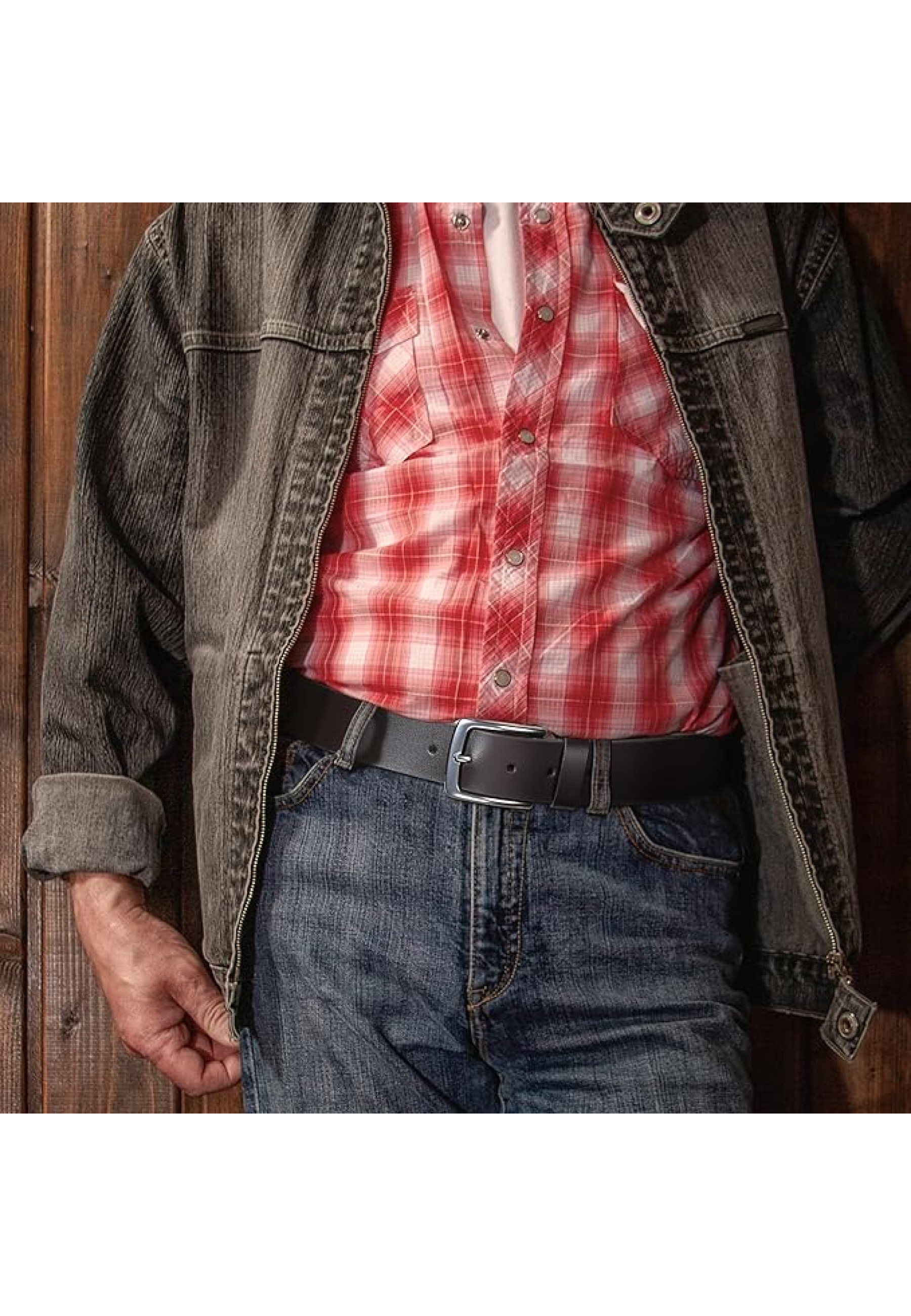 Outfit with Wrangler Men's Leather Belt Brown and jeans for active 2026 style