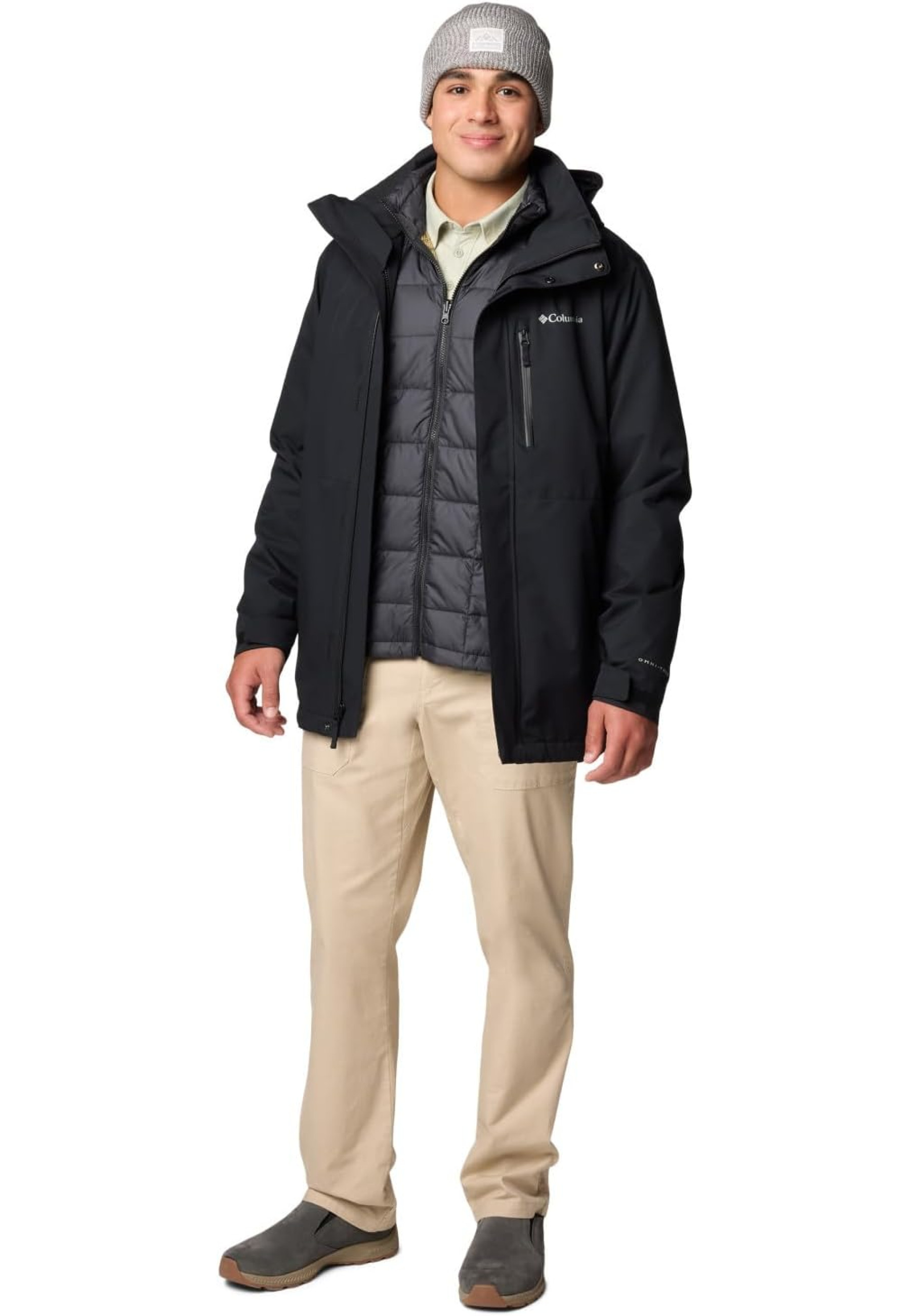 Outfit with Columbia Abiqua Falls Interchange 3-in-1 Jacket Black and jeans for active 2026 style