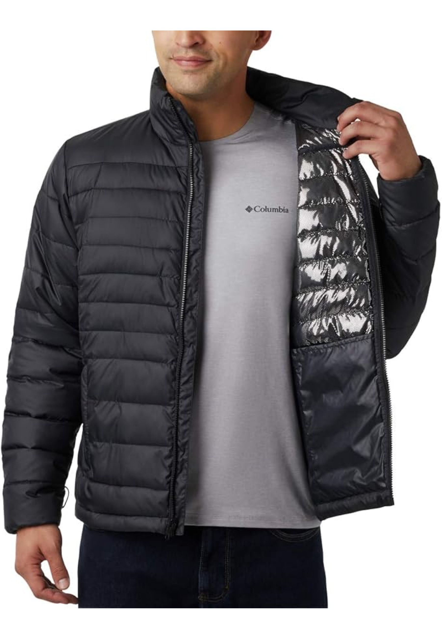 Образ с курткой Columbia Cloverdale Interchange Black и джинсами для активного отдыха 2025