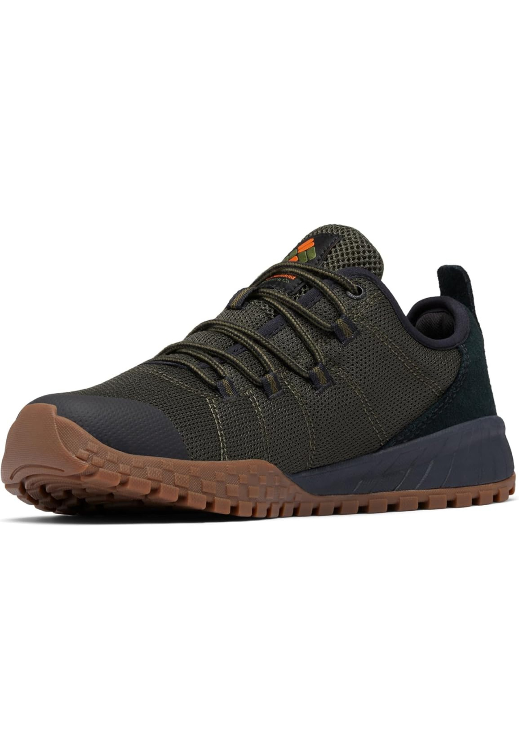 Columbia Men's Fairbanks Low Deep Olive/Desert Sun in outdoor and urban setting