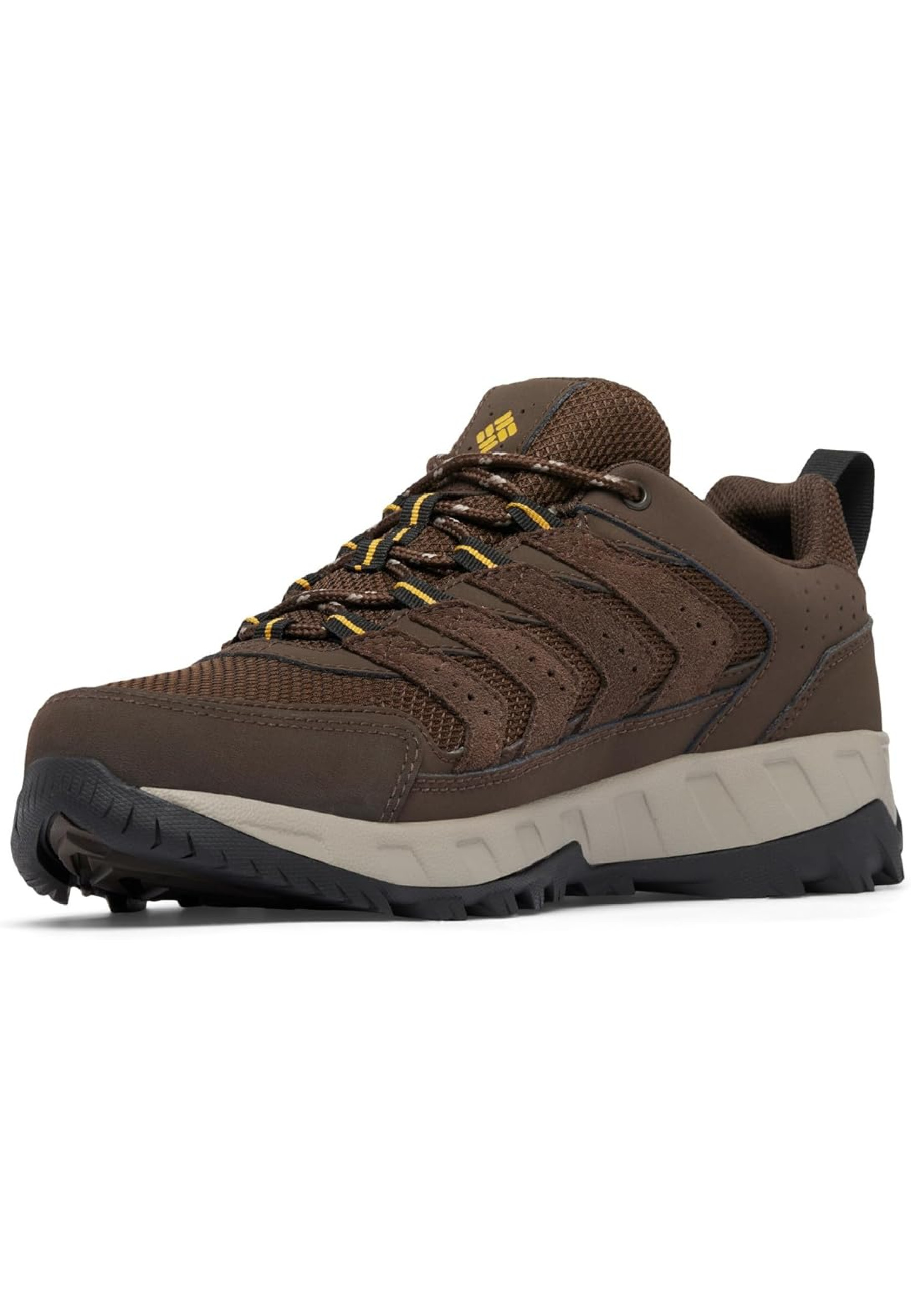 Чоловічі трекінгові кросівки Columbia Strata Trail Low Waterproof Cordovan/Golden Style #207689 на стежці