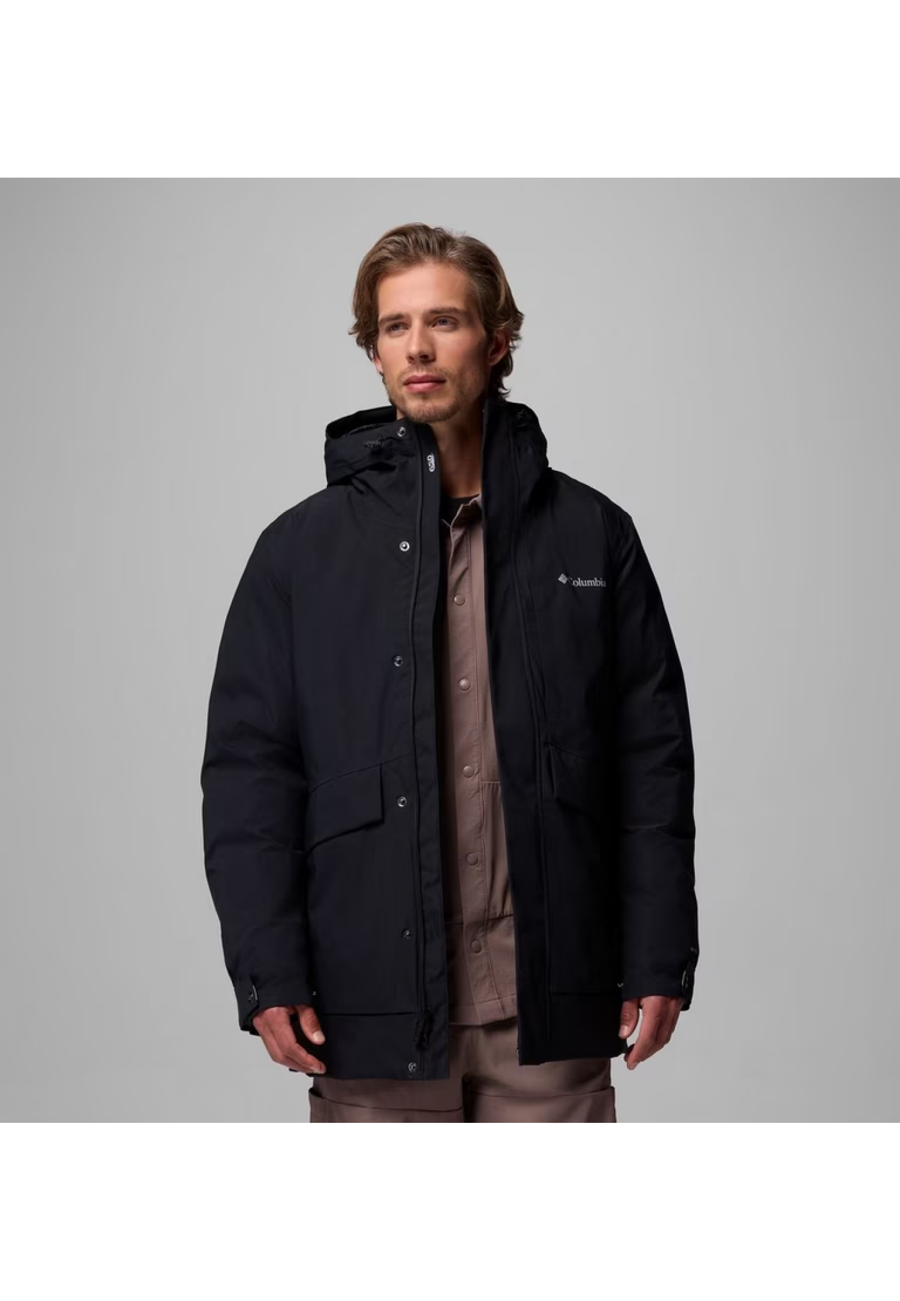 Outfit with Columbia Street Heights Waterproof Down Parka Black on winter walk 2026