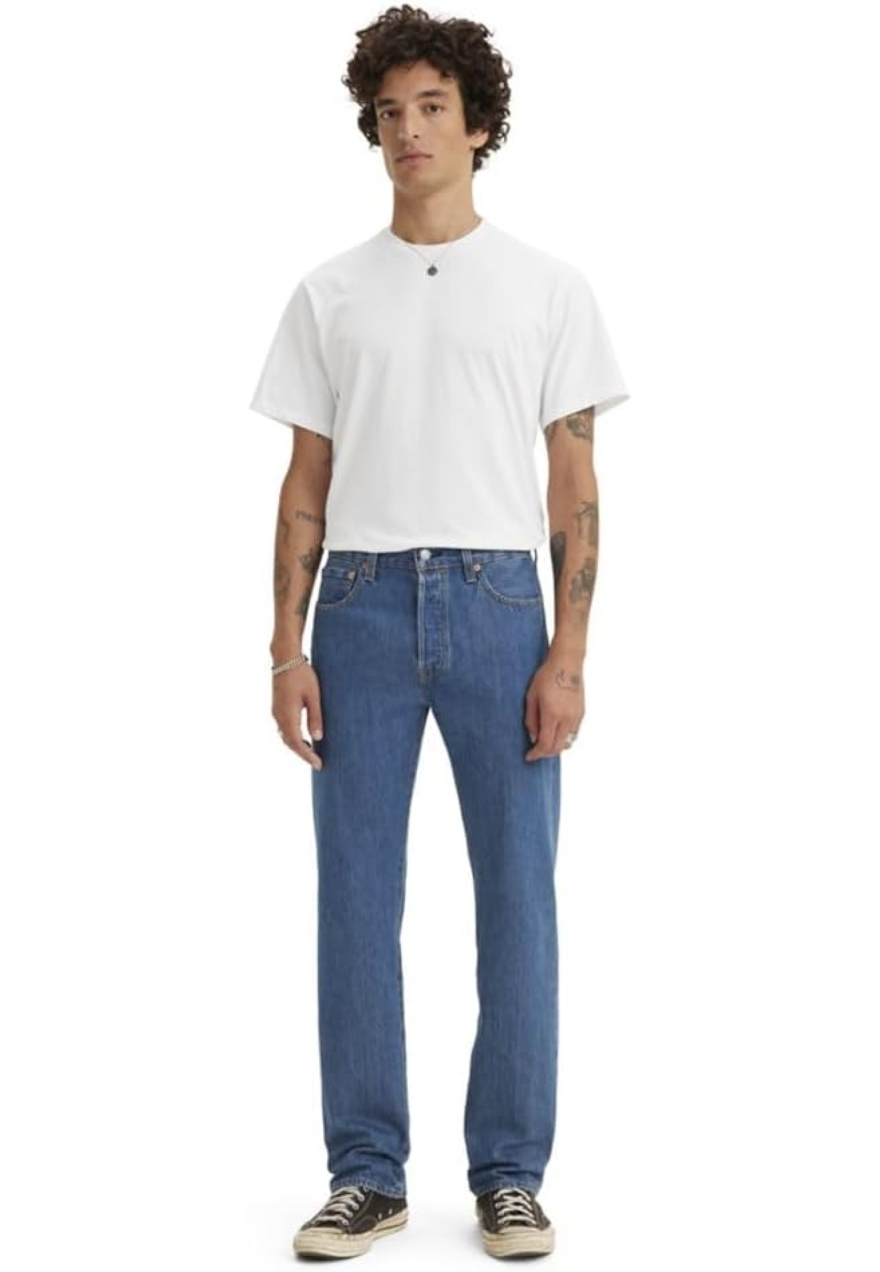 Мужские джинсы Levi's 501 Original Fit Medium Stonewash в повседневном образе