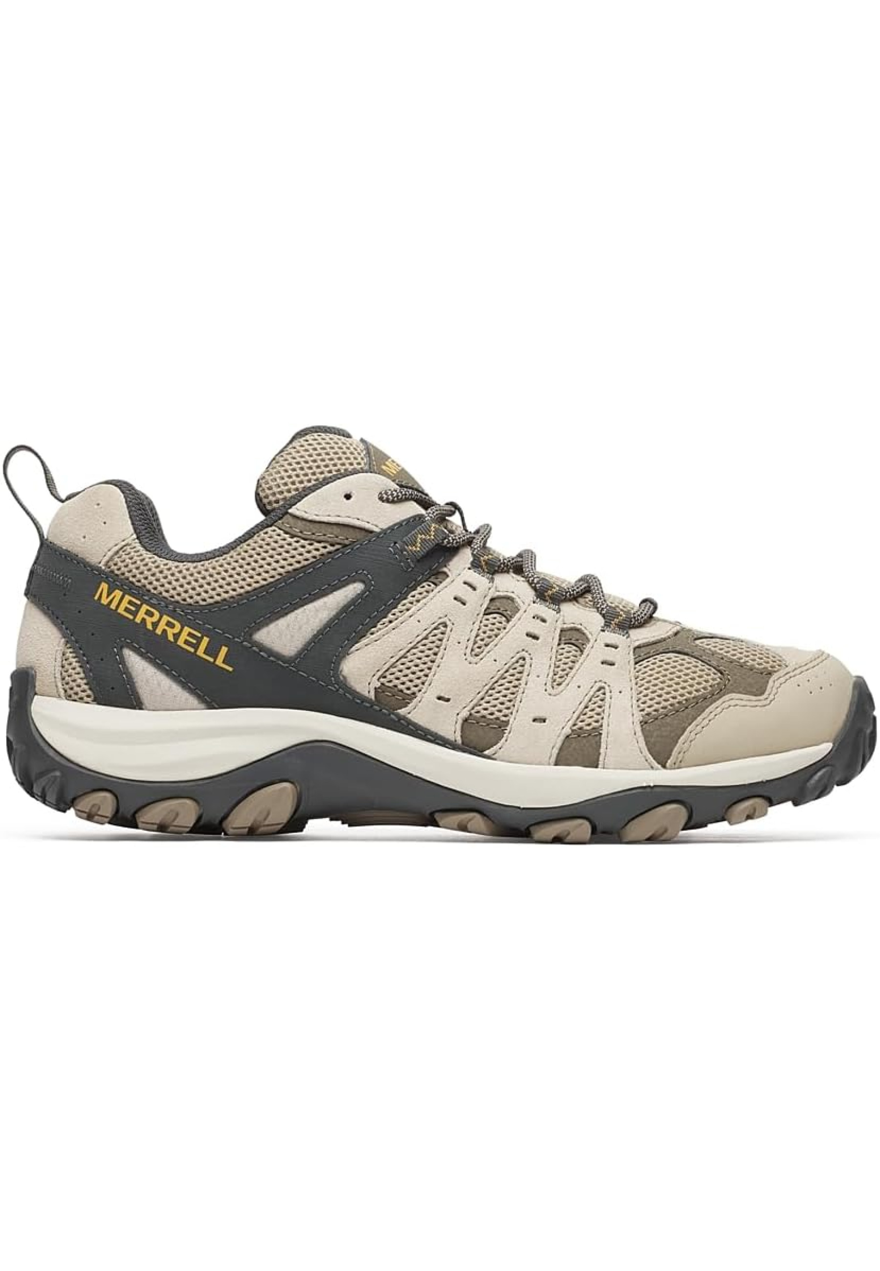 Men's Merrell Accentor 3 hiking shoes in Silt color with sticky rubber sole for trekking
