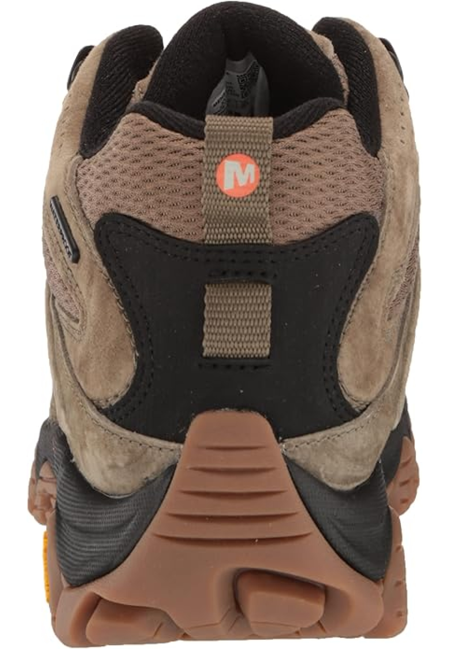 Men's Merrell Moab 3 Mid Waterproof Olive/Gum boots on forest trail hike 2025