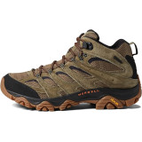 Men's Merrell Moab 3 Mid Waterproof Olive/Gum boots on forest trail hike 2025