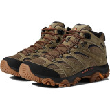 Men's Merrell Moab 3 Mid Waterproof Olive/Gum boots on forest trail hike 2025