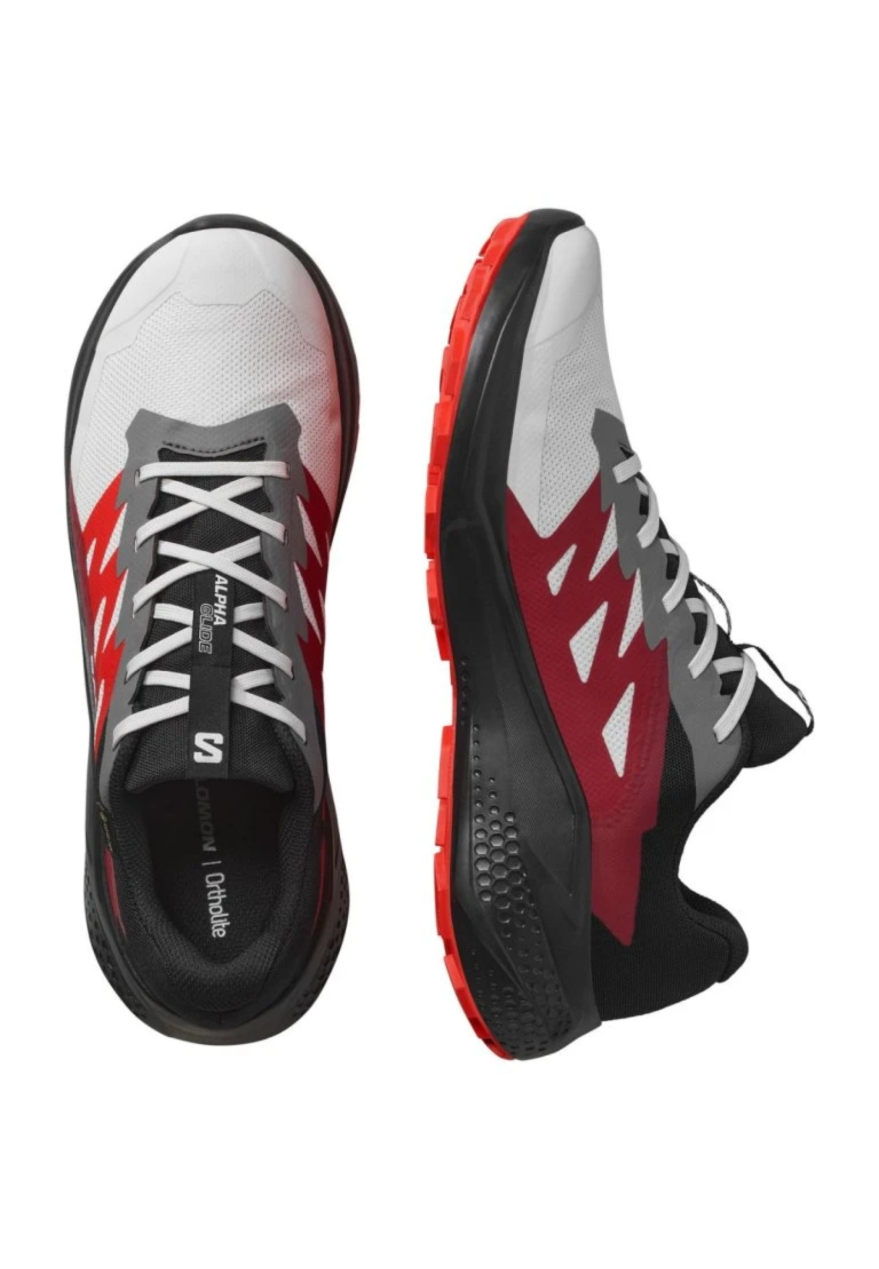 Чоловічі трейлові кросівки Salomon Alpha Glide GTX Lunar Rock на лісовій стежці