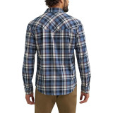 Wrangler Iconic Denim Regular Fit Snap Shirt Midnight Navy in casual outfit
