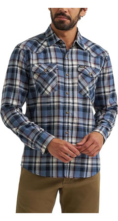 Сорочка Wrangler Men's Iconic Denim Regular Fit Snap Shirt Midnight Navy