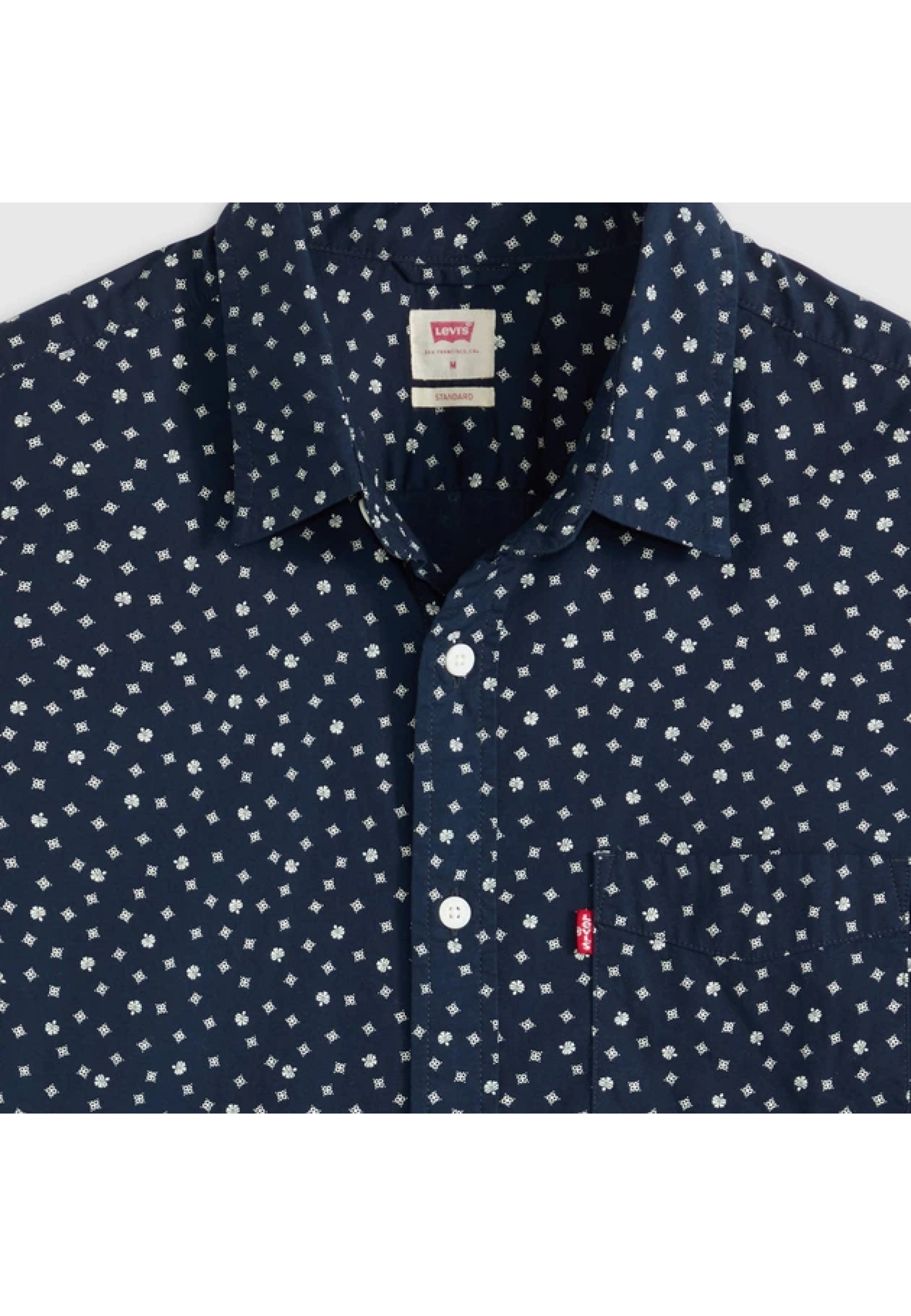 Мужская сорочка Levi's Short-sleeve Classic Standard Fit Kieran Geo Print Navy Blazer - Blue в casual образе