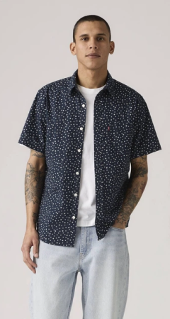 Рубашка Levi's Short-Sleeve Classic Standard Fit Shirt Kieran Geo Print Navy Blazer - Blue