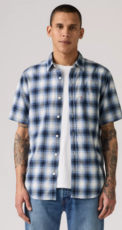 Levi's Short-Sleeve Classic Standard Fit Shirt Sydney Plaid Quiet Harbor