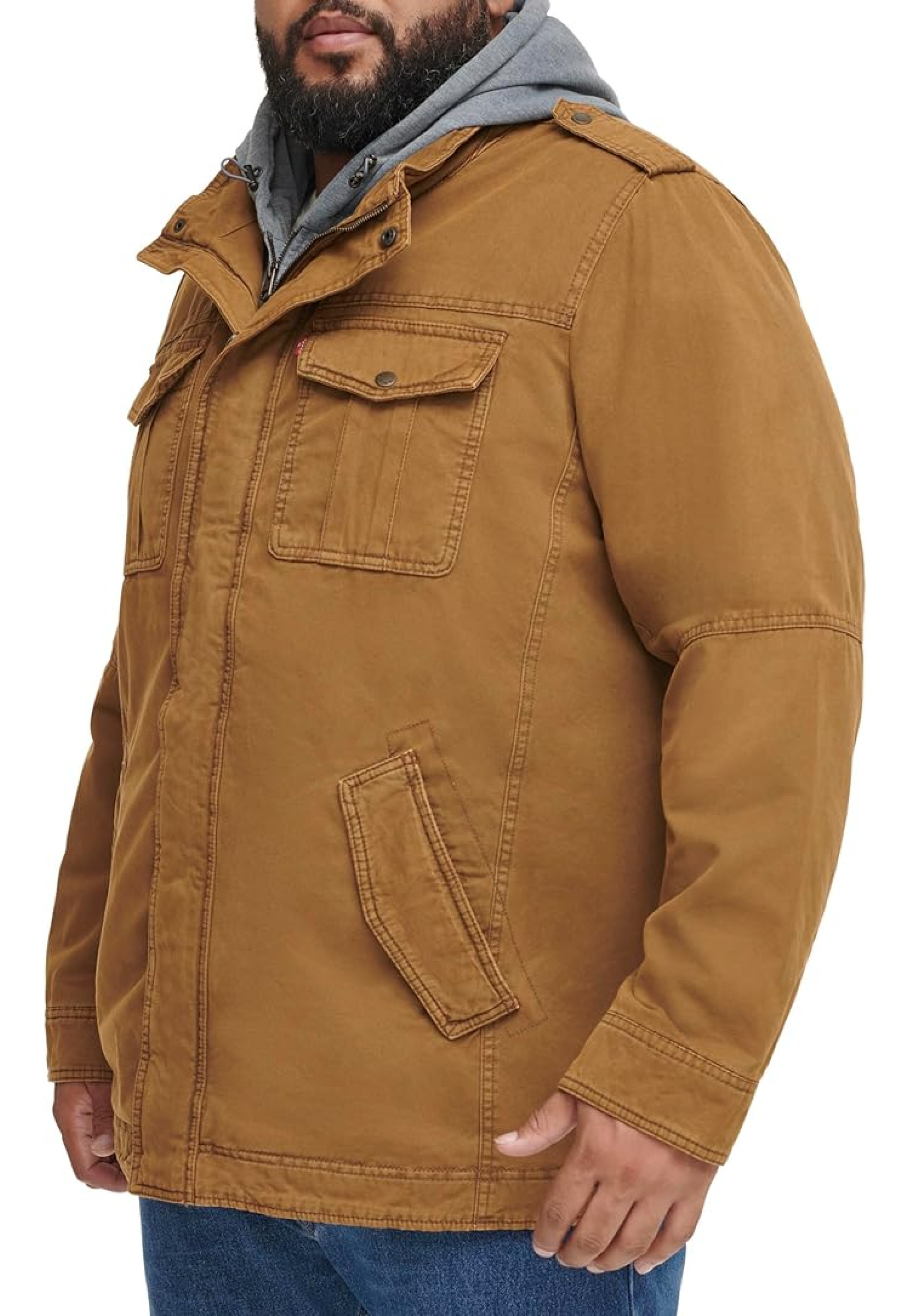 Образ з курткою Levi's Washed Cotton Hooded Military Jacket Worker Brown та джинсами для активного стилю 2026