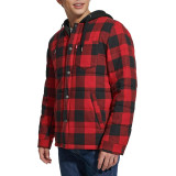 Outfit with Levi's Plaid Sherpa Lined Hooded Shirt Jacket Red/Black Buffalo and jeans for winter style 2026