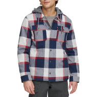 Куртка Levi's Men's Plaid Sherpa Lined Hooded Shirt Jacket Navy/Red Skater Plaid