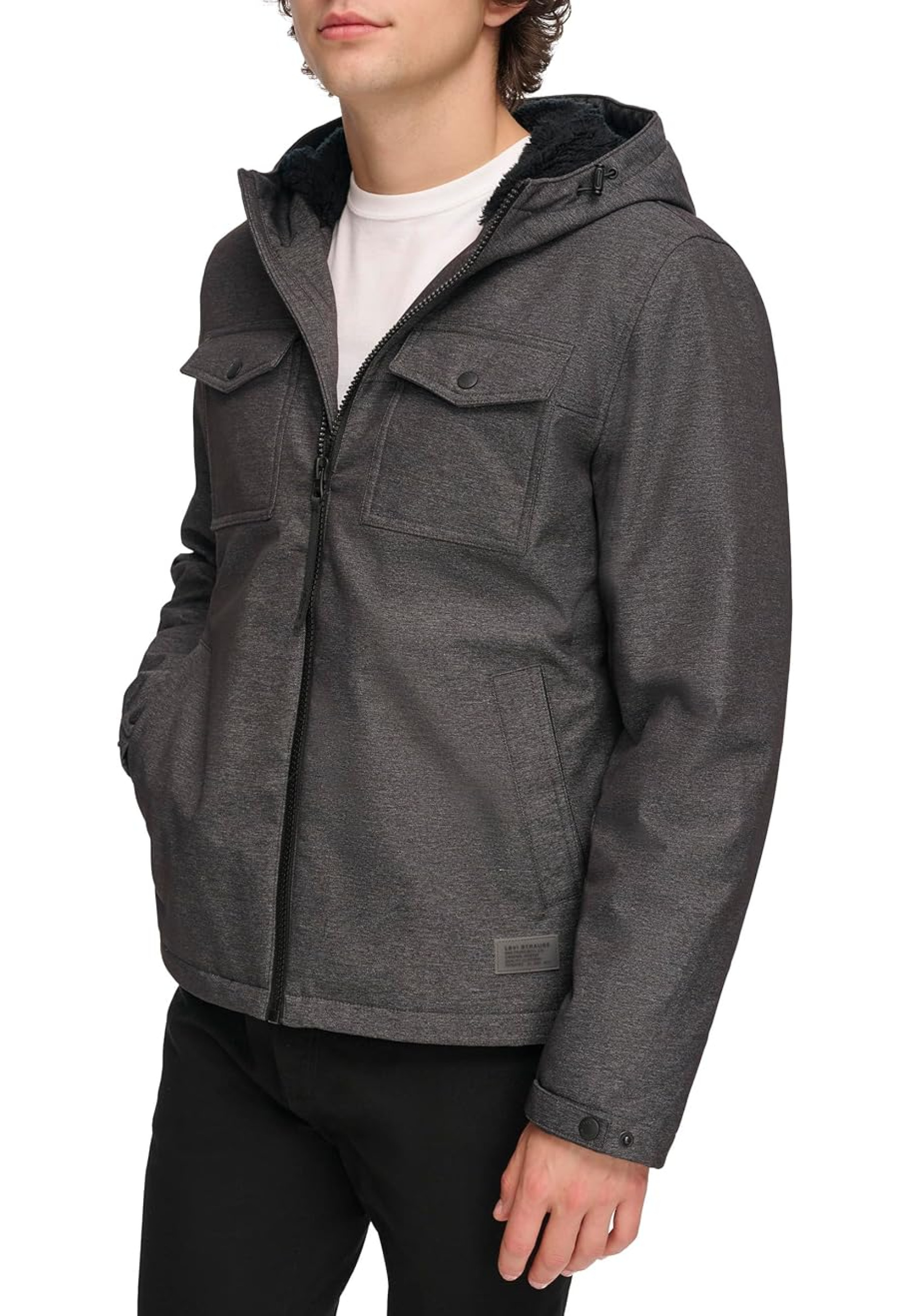 Образ з курткою Levi's Soft Shell Two Pocket Hooded Trucker Graphite Heather та джинсами для активного стилю 2026