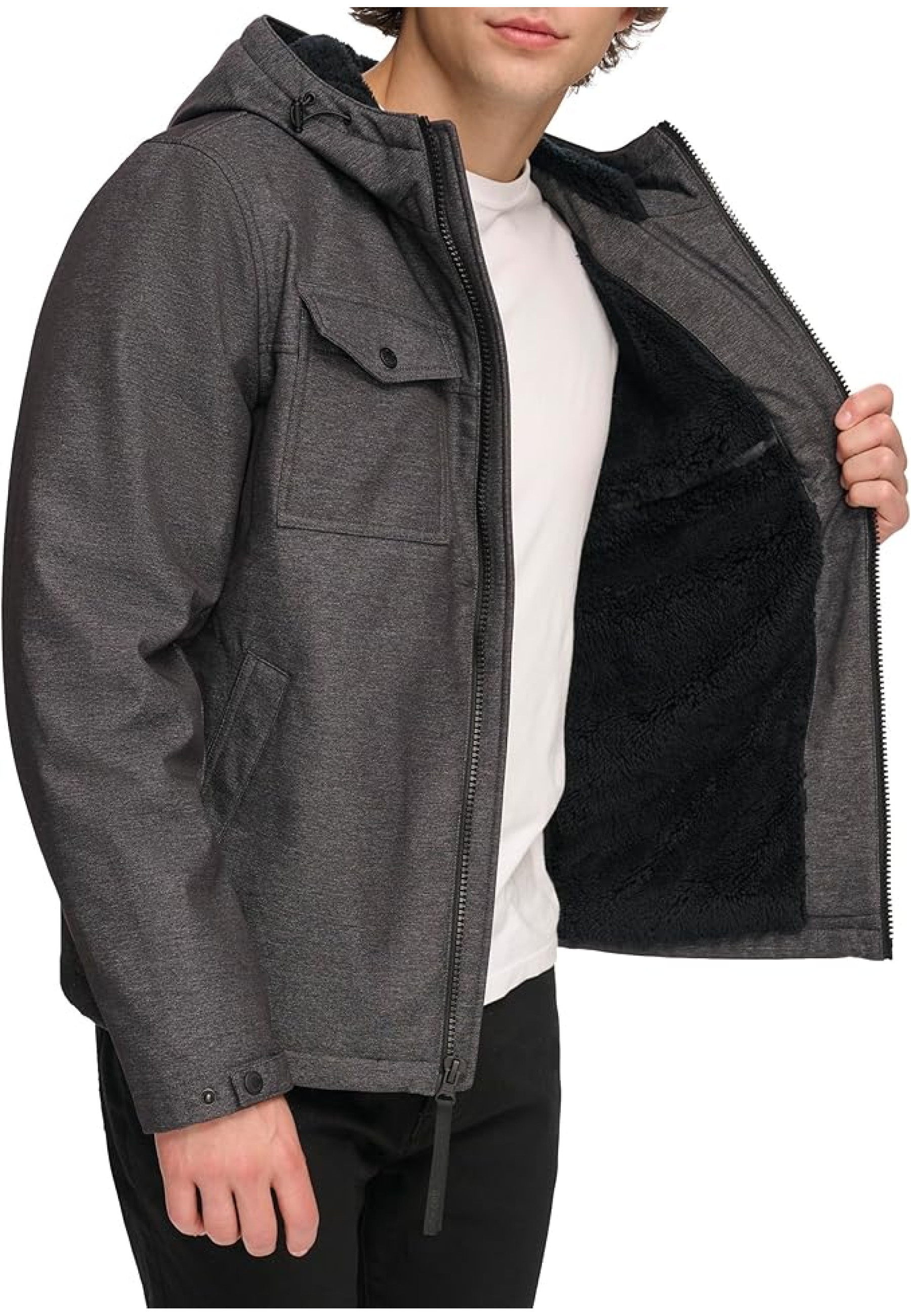 Образ з курткою Levi's Soft Shell Two Pocket Hooded Trucker Graphite Heather та джинсами для активного стилю 2026