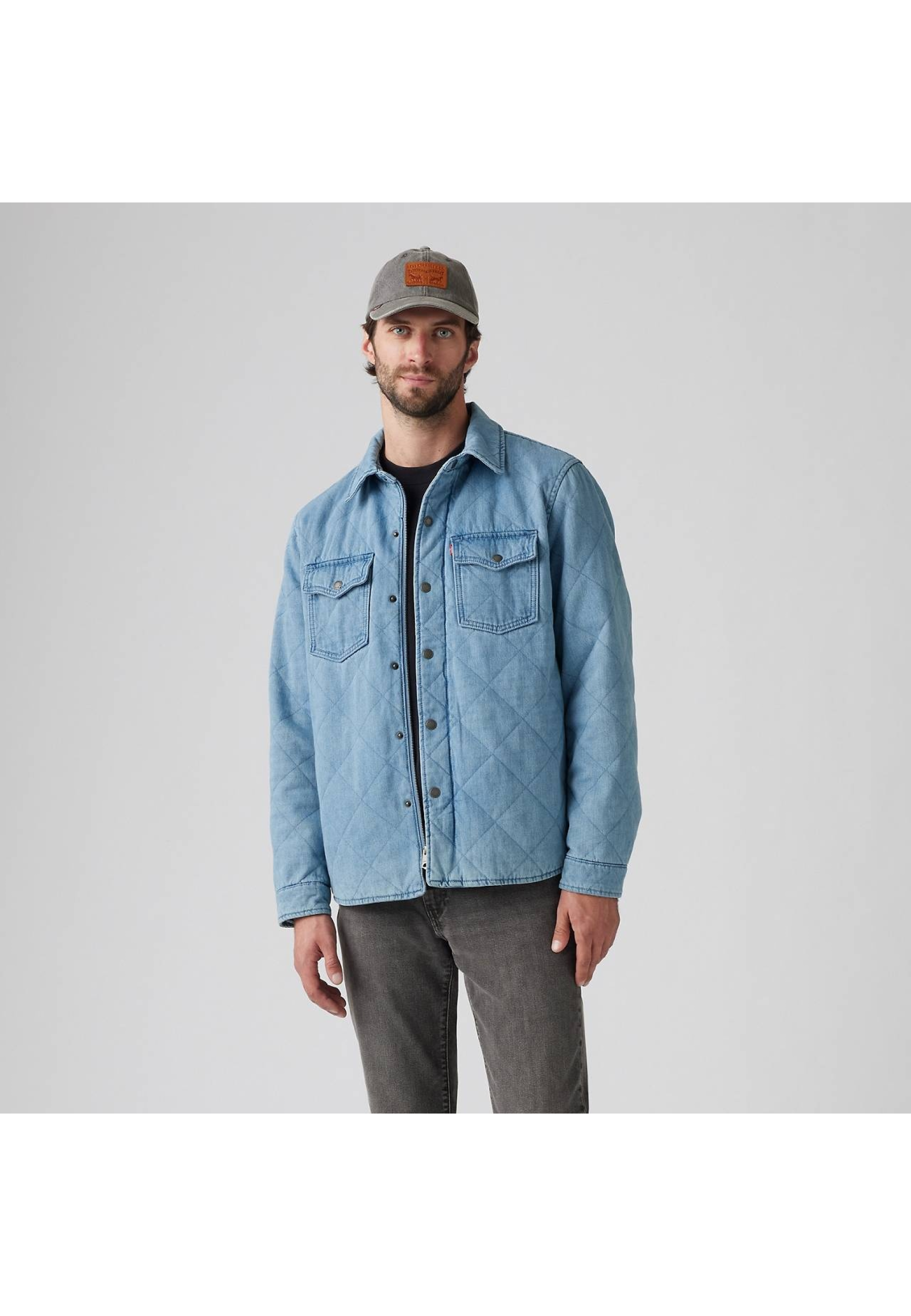 Men's outfit with Levi's Bronson Overshirt Medium Wash and jeans