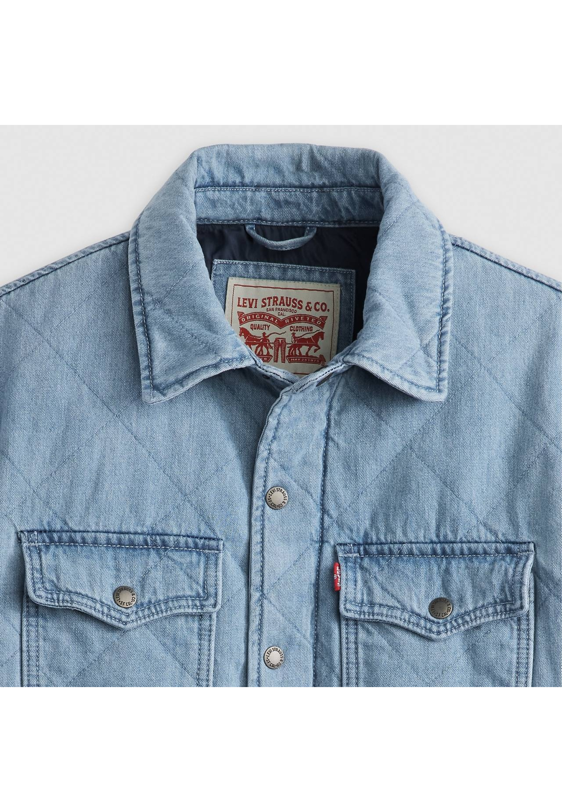 Men's outfit with Levi's Bronson Overshirt Medium Wash and jeans