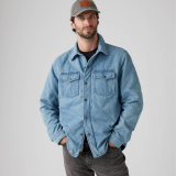 Men's outfit with Levi's Bronson Overshirt Medium Wash and jeans