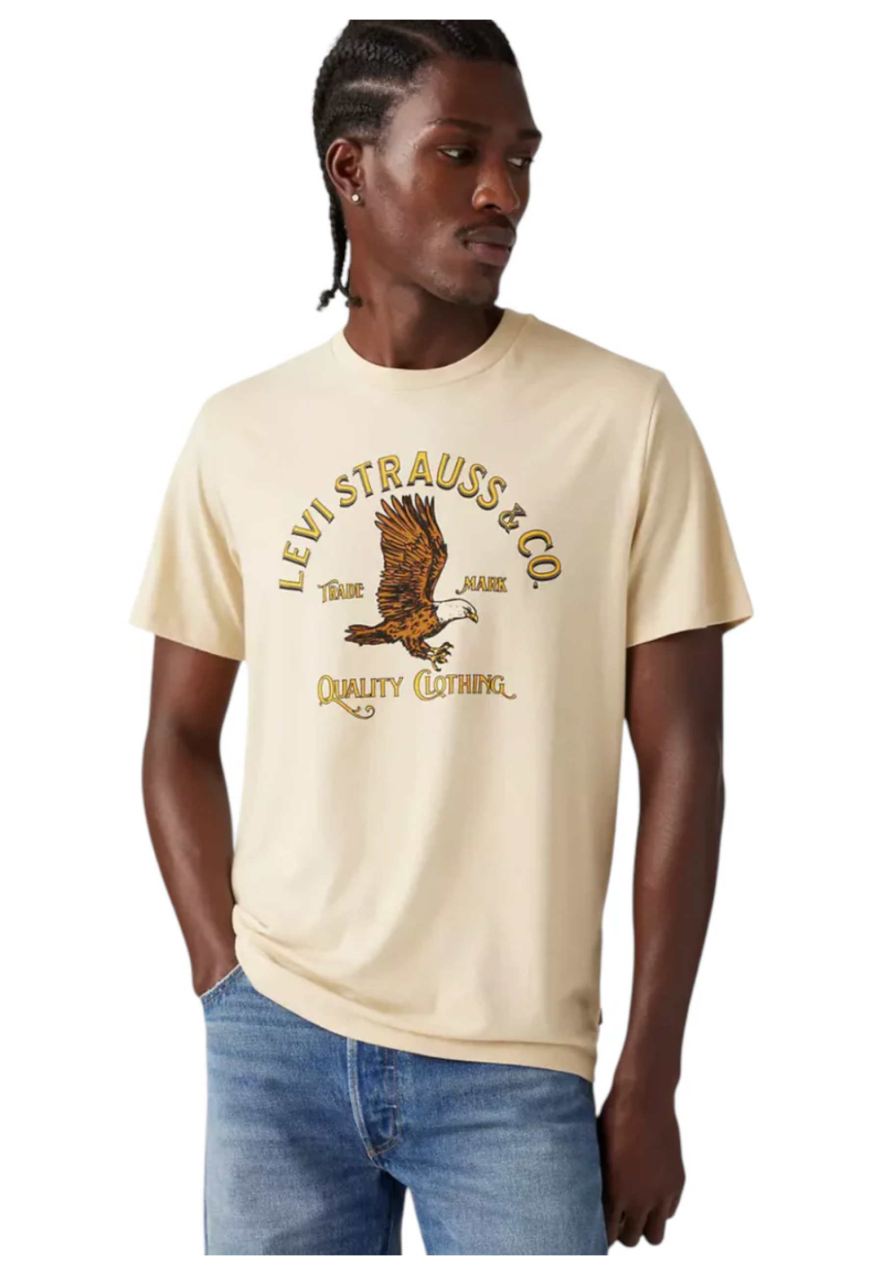 Outfit with Levi's Graphic Crewneck Tee Heritage Americana Eagle Triblend and jeans for casual 2026 style