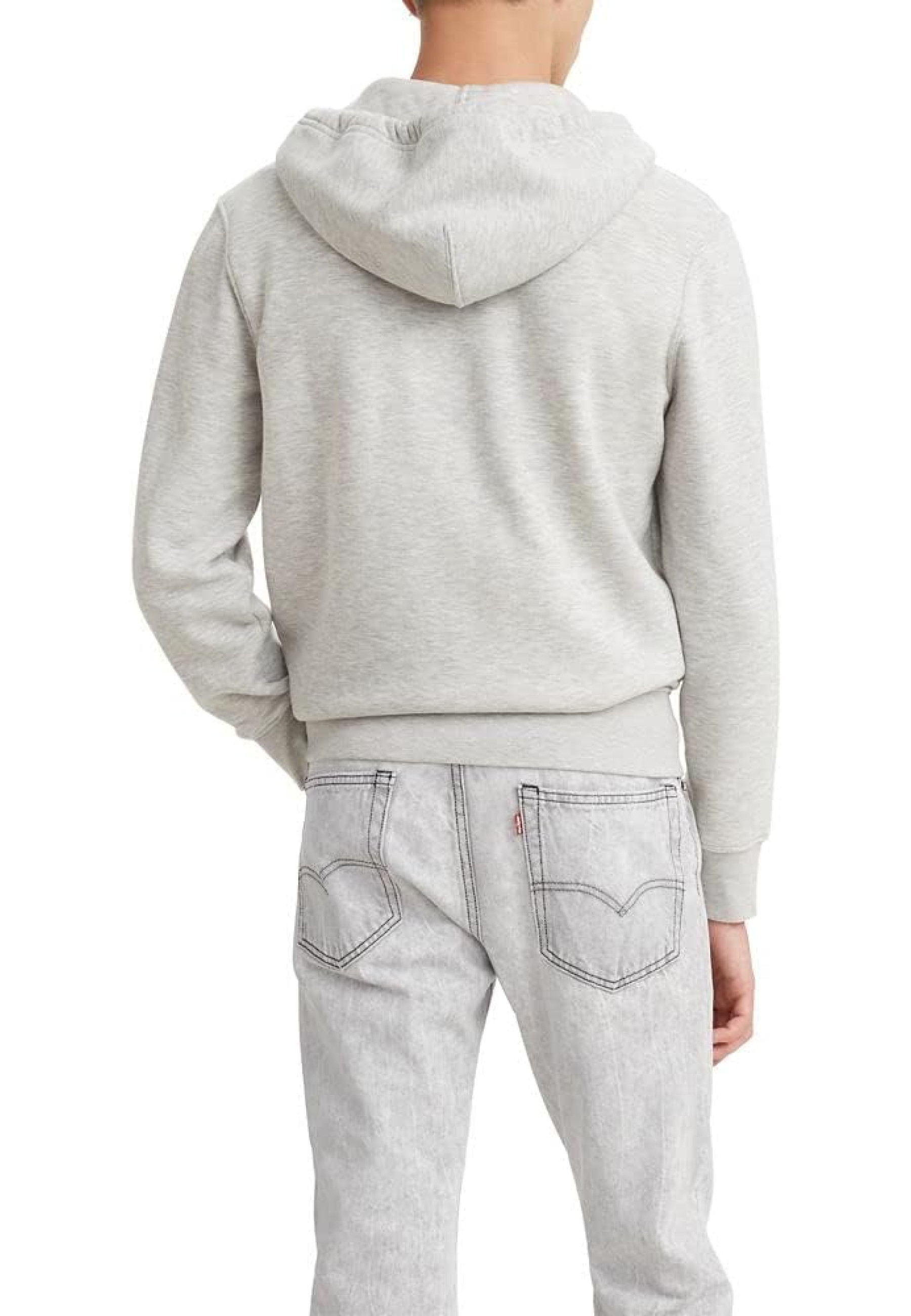 Чоловіча толстовка Levi's Core Zip Up Hoodie Chisel Grey Heather Style #34259-0000 з капюшоном у повсякденному образі