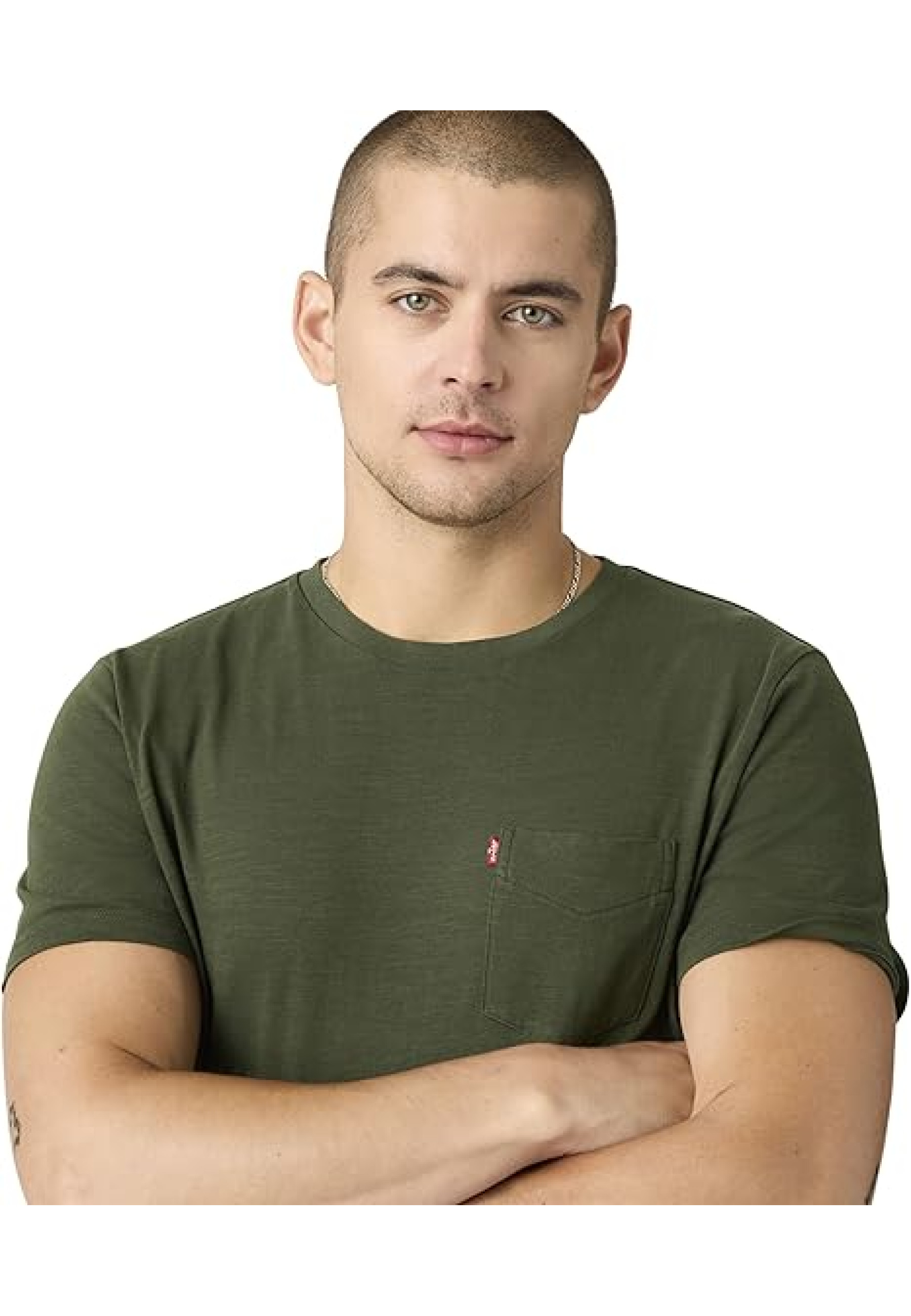 Чоловіча футболка Levi's Classic Pocket T-shirt Duffel Bag Green у повсякденному образі