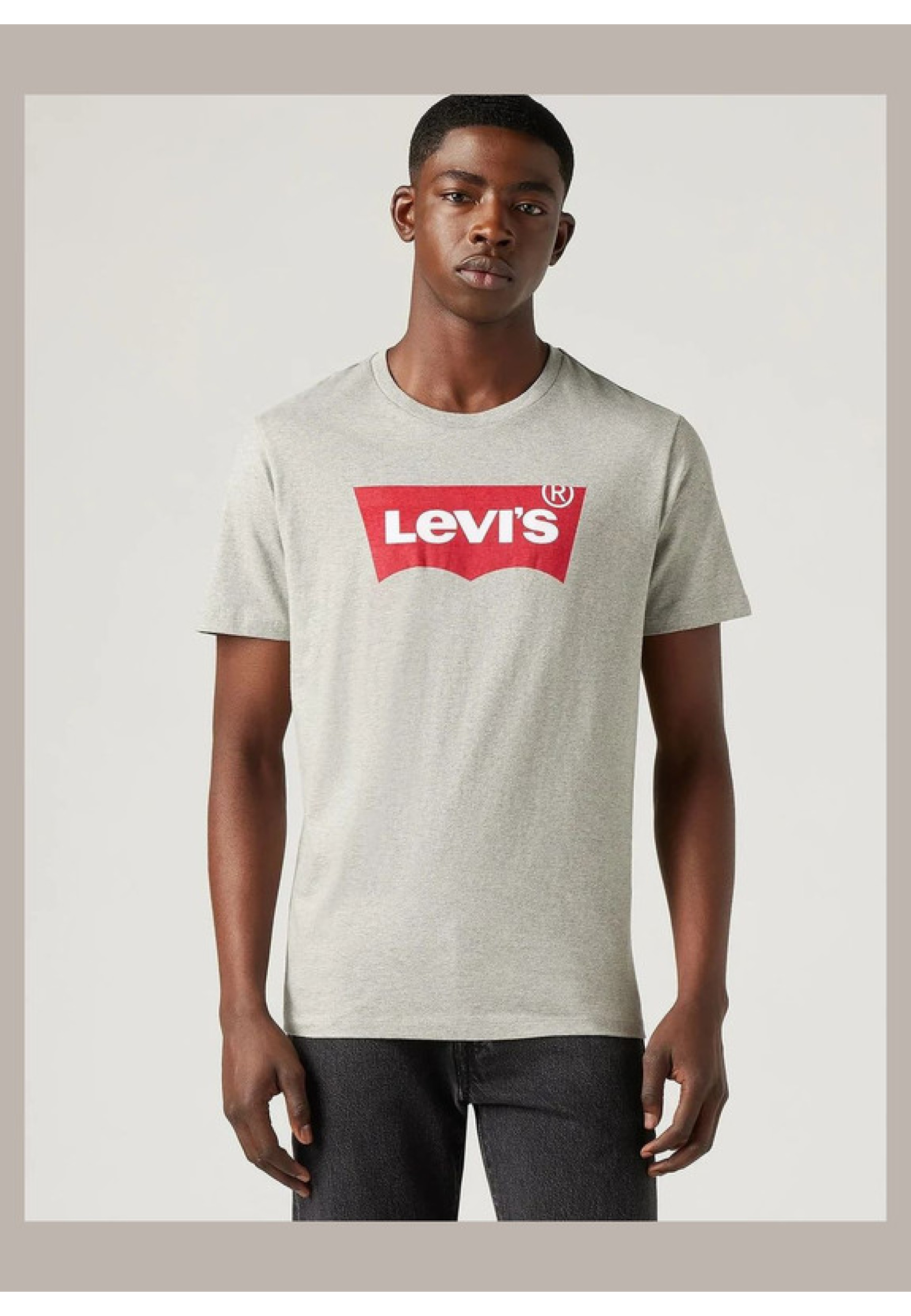 Чоловіча футболка Levi's Logo Classic T-shirt Grey у повсякденному образі з джинсами
