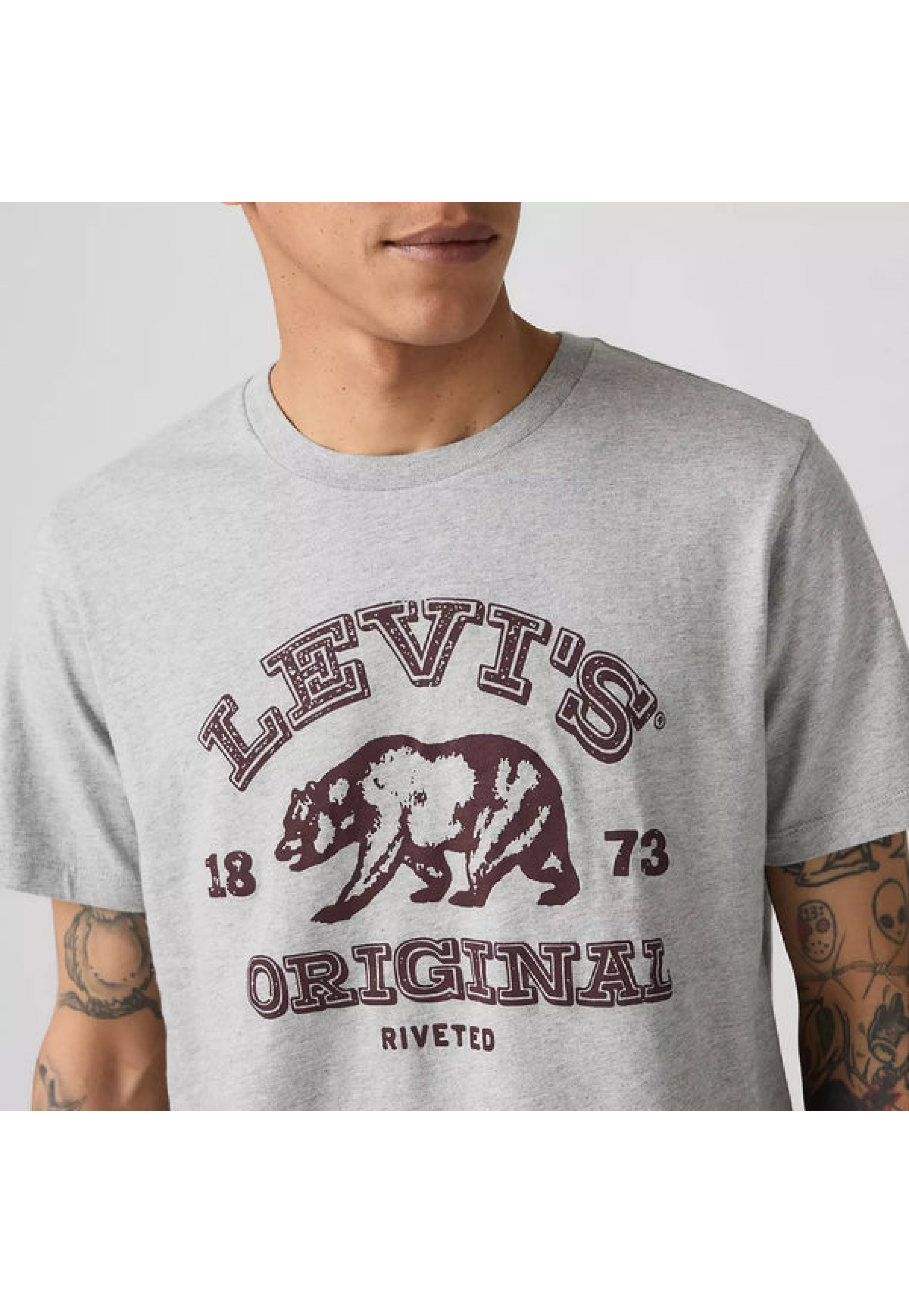 Чоловіча футболка Levi's Classic Graphic T-shirt Heather Grey у повсякденному образі