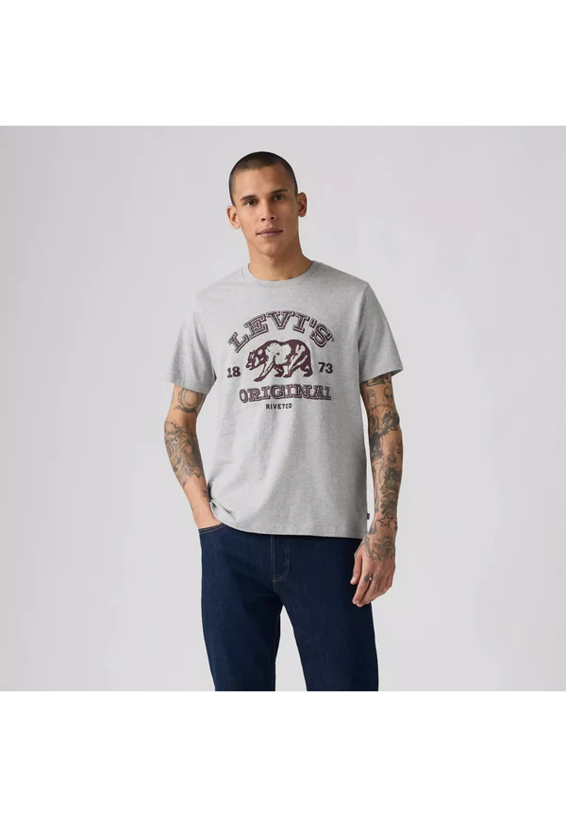 Чоловіча футболка Levi's Classic Graphic T-shirt Heather Grey у повсякденному образі