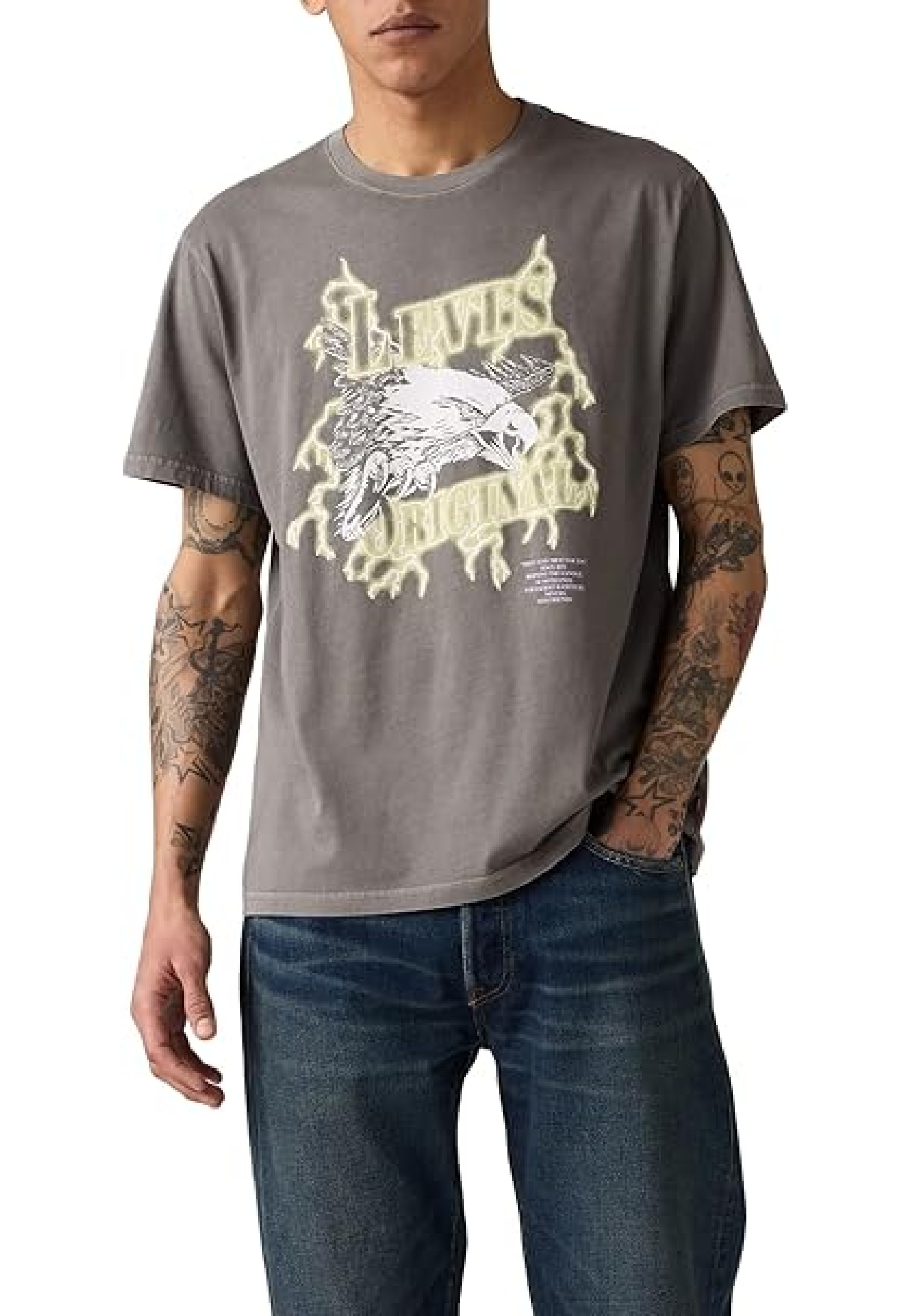 Levi's Ss Relaxed Fit Tee Style #161432064 in Lightning Eagle Smoked Pearl with graphic print