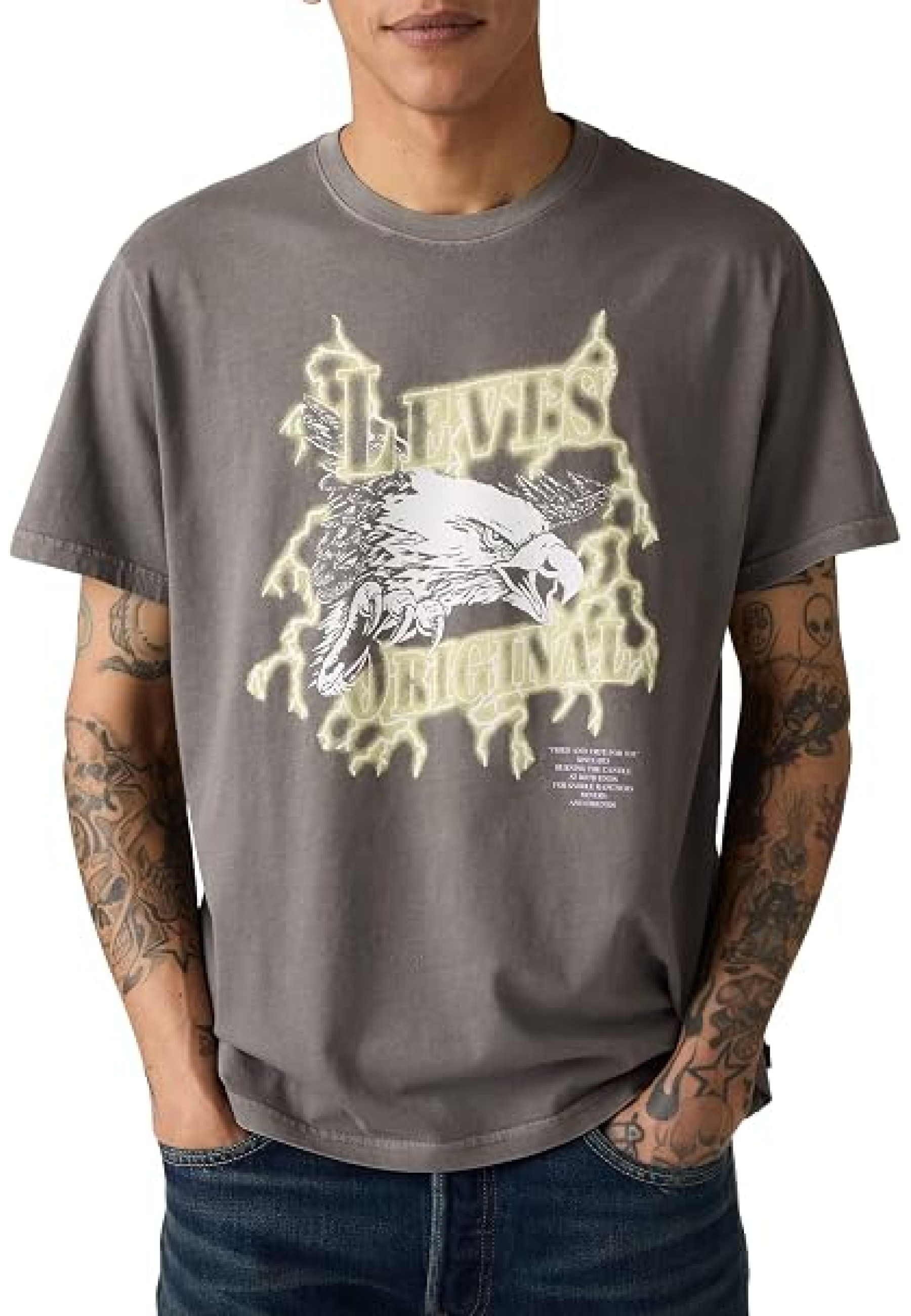 Levi's Ss Relaxed Fit Tee Style #161432064 in Lightning Eagle Smoked Pearl with graphic print