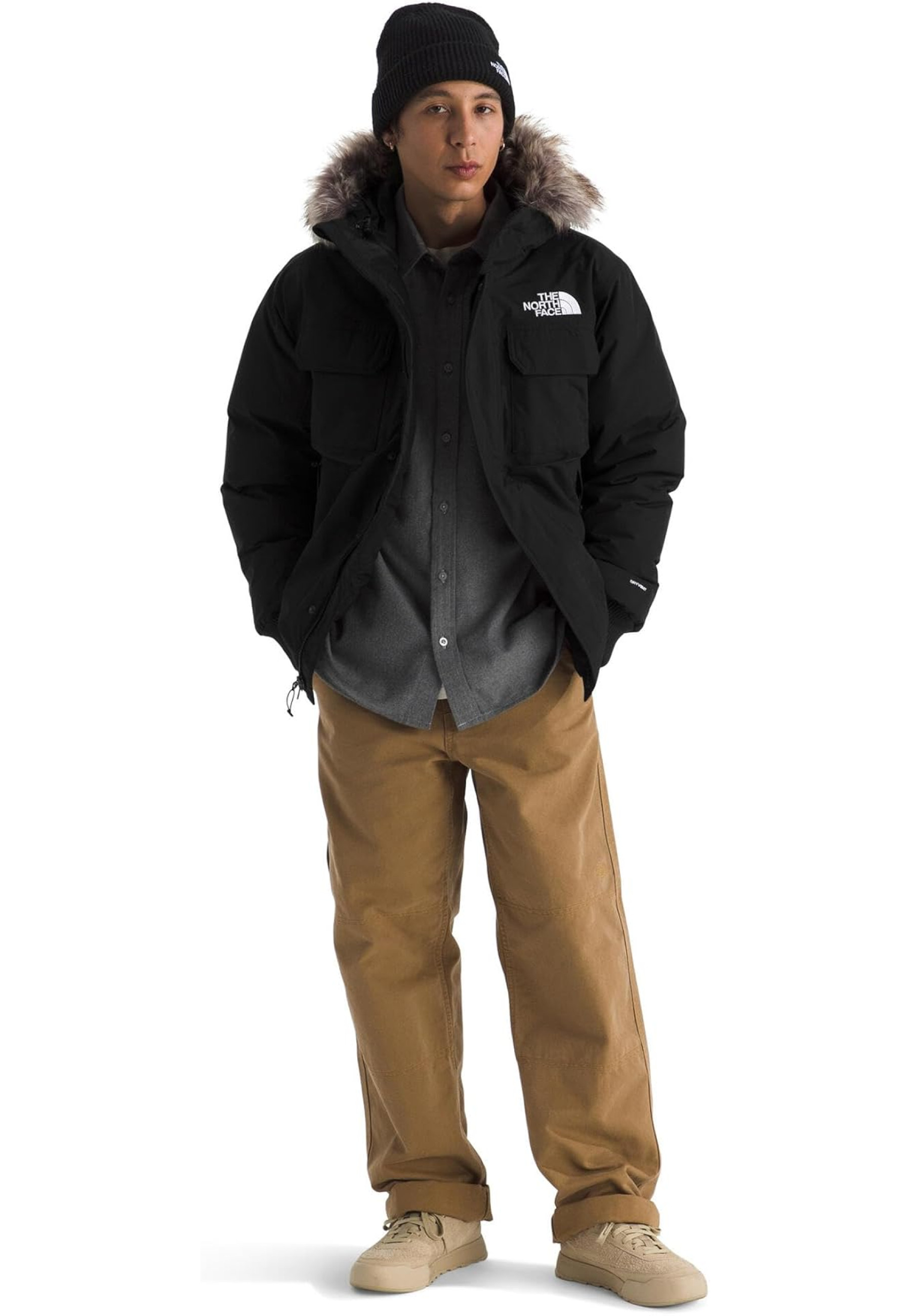 Outfit with North Face McMurdo Bomber Jacket Tnf Black and jeans for winter 2026 style