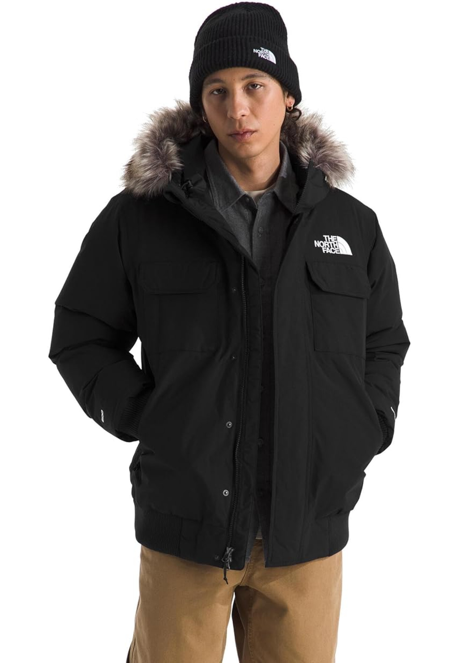 Outfit with North Face McMurdo Bomber Jacket Tnf Black and jeans for winter 2026 style