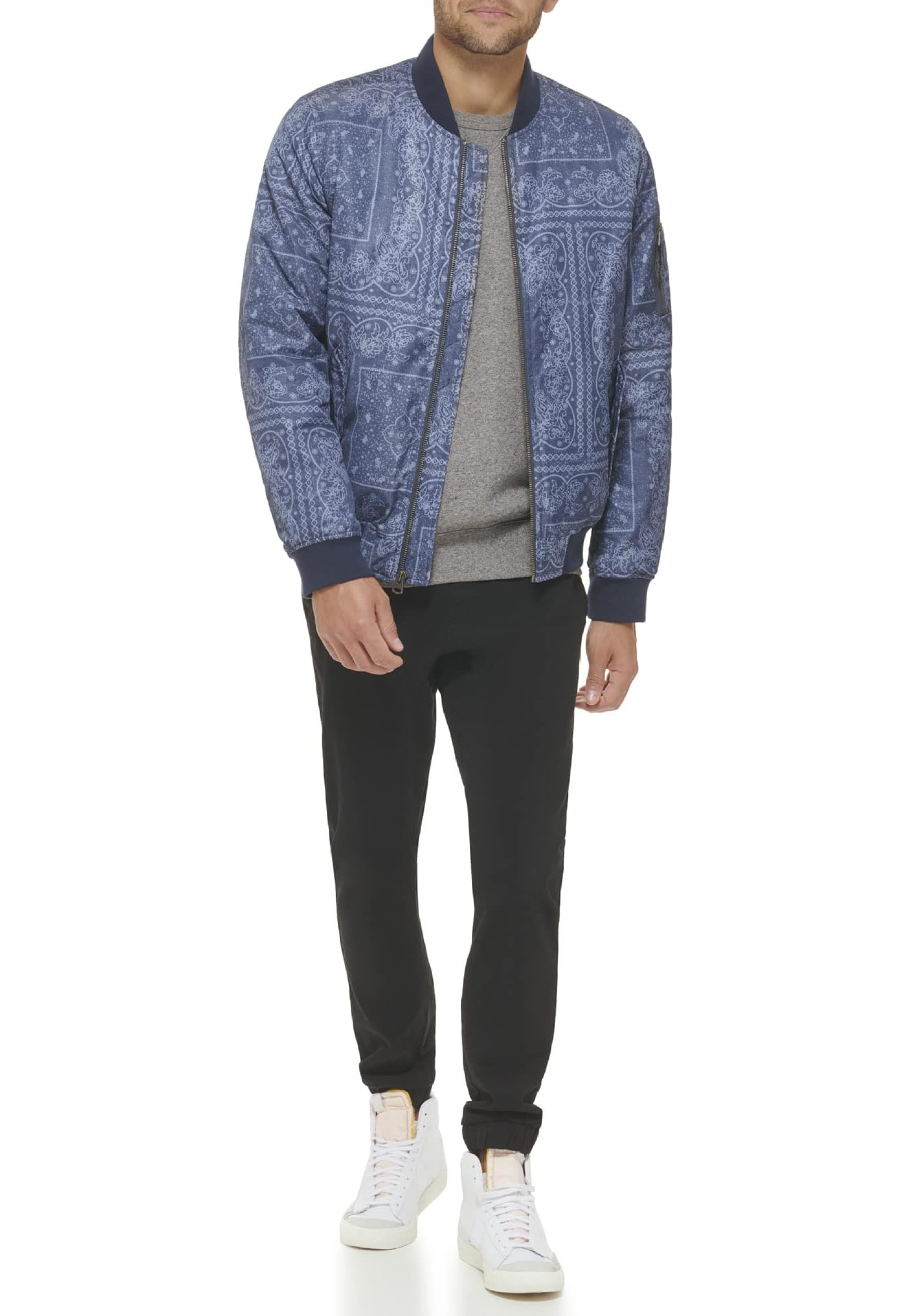 Чоловічий бомбер Levi's MA-1 Flight Satin Unfilled у кольорі Faded Blue Bandana