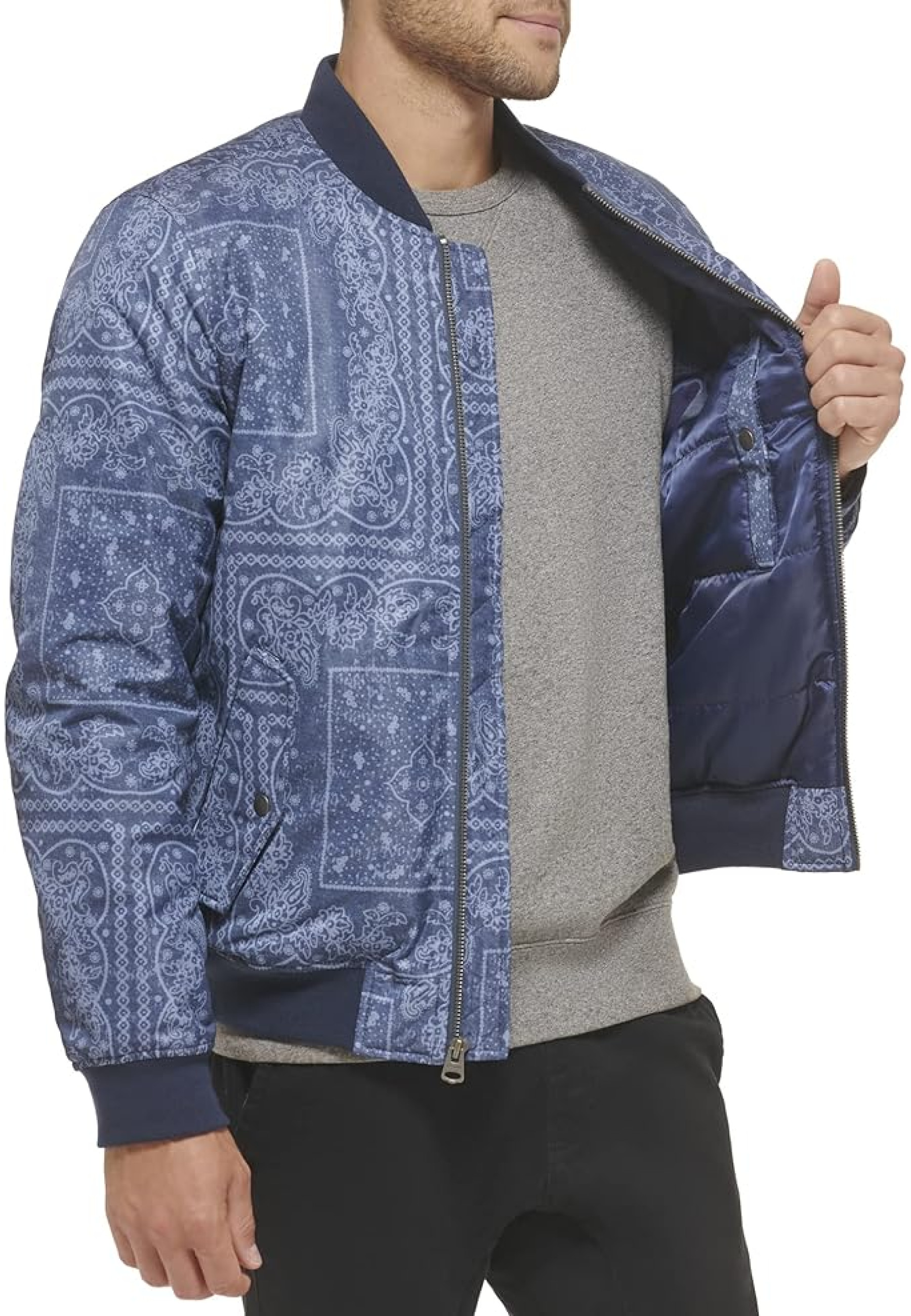 Чоловічий бомбер Levi's MA-1 Flight Satin Unfilled у кольорі Faded Blue Bandana