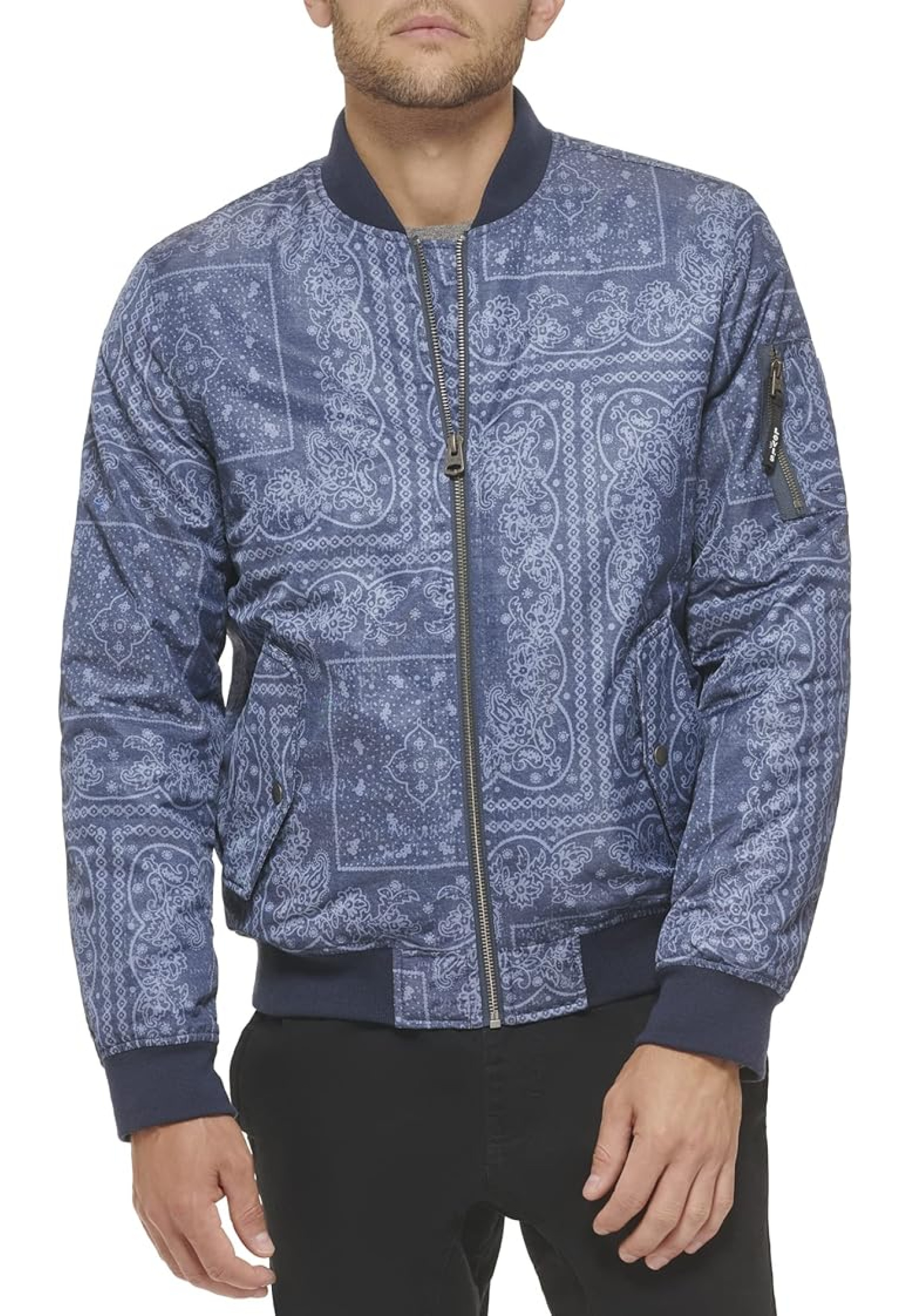 Чоловічий бомбер Levi's MA-1 Flight Satin Unfilled у кольорі Faded Blue Bandana