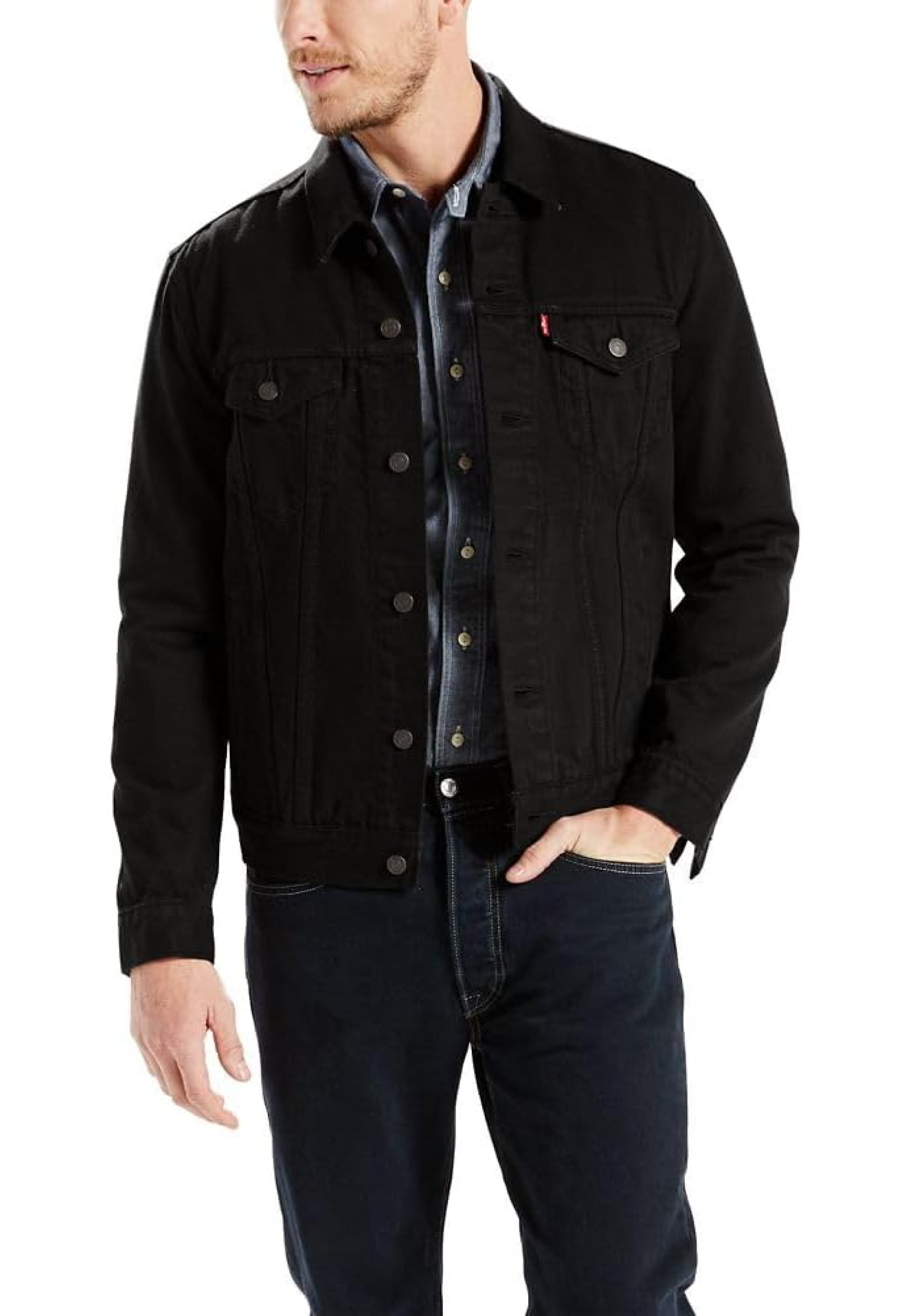 Образ з курткою Levi's Trucker Jacket Last Night Black та джинсами для трендів 2026