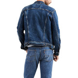 Man wearing Levi's Trucker Jacket Colusa Medium Wash with jeans and sneakers