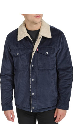 Куртка Levi's Men's Corduroy Sherpa Lined Trucker Jacket Navy Wide Wale Corduroy
