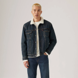 Образ з курткою Levi's Relaxed Fit Sherpa Trucker Night Shadows Dark Wash та джинсами 2025