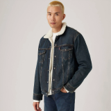 Образ з курткою Levi's Relaxed Fit Sherpa Trucker Night Shadows Dark Wash та джинсами 2025