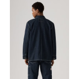 Man wearing Levi's Berkley Chore Coat Dark Wash with jeans and boots