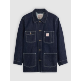 Man wearing Levi's Berkley Chore Coat Dark Wash with jeans and boots