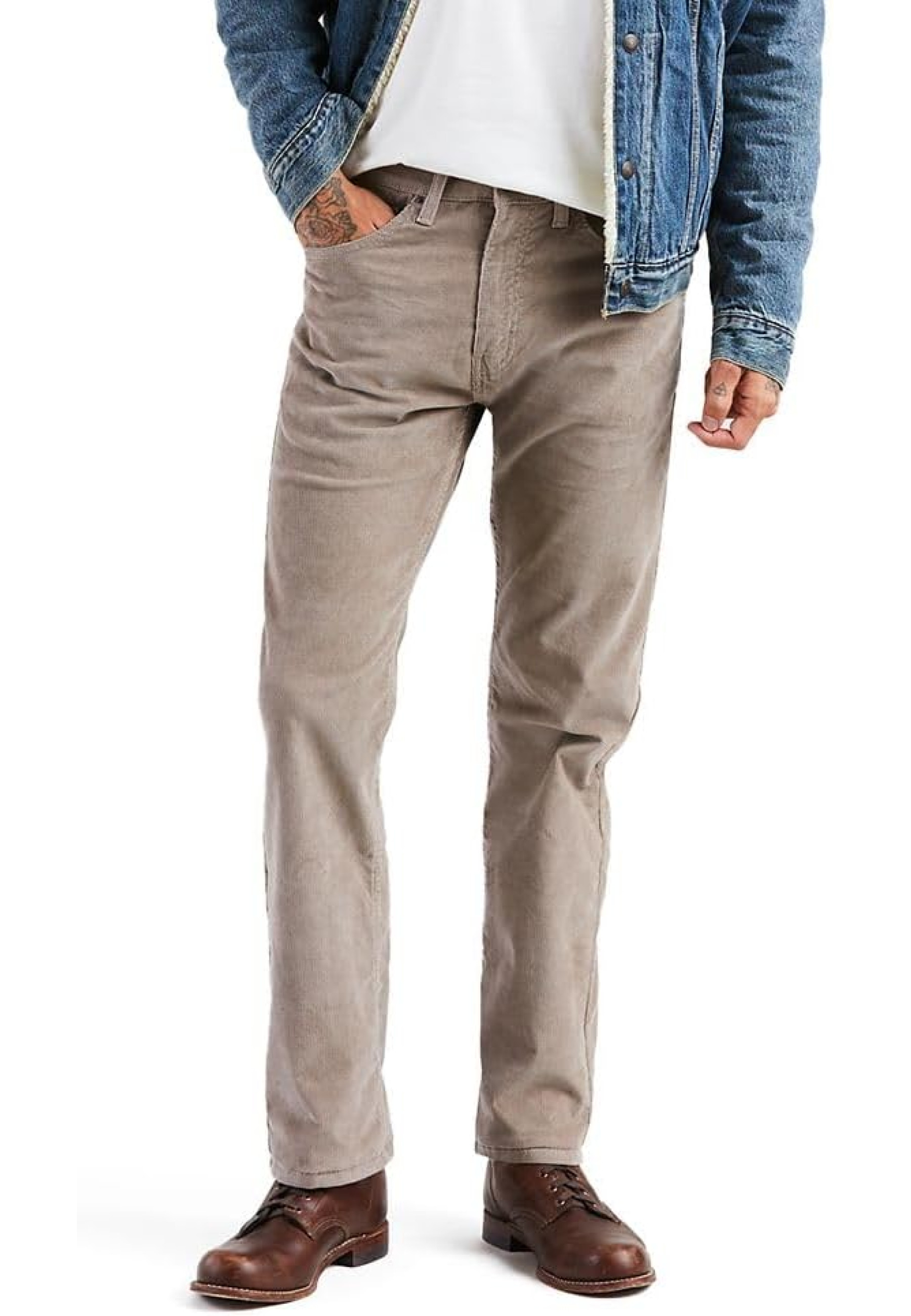 Чоловічі штани Levi's 505 Regular Fit Corduroy Brown у повсякденному осінньому образі