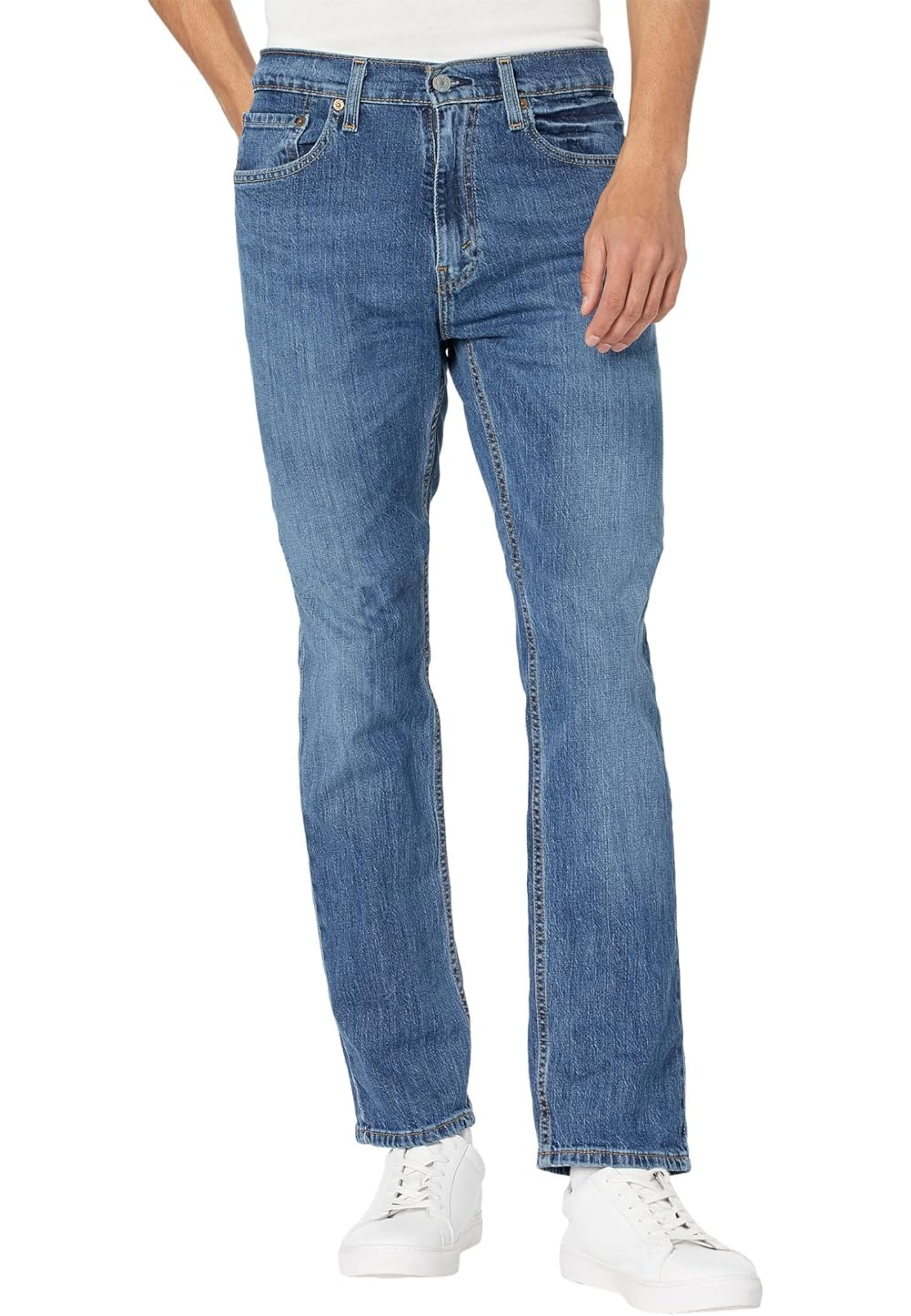 Чоловічі джинси Levi's 505 Regular Fit у кольорі Glowing Medium Indigo в повсякденному образі