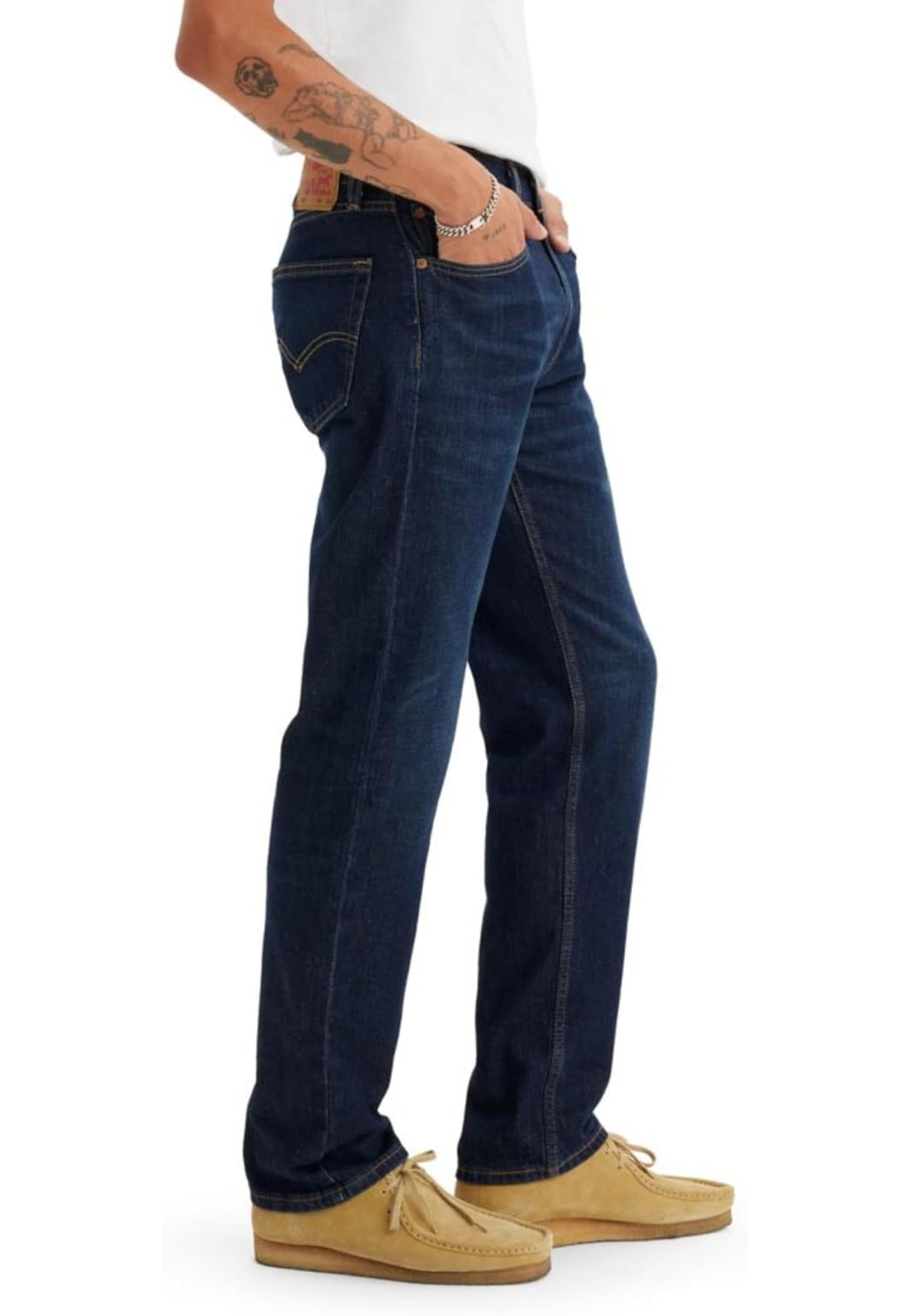 Чоловічі джинси Levi's 505 Regular Fit Nail Loop Knot Dark Indigo вигляд спереду та деталі