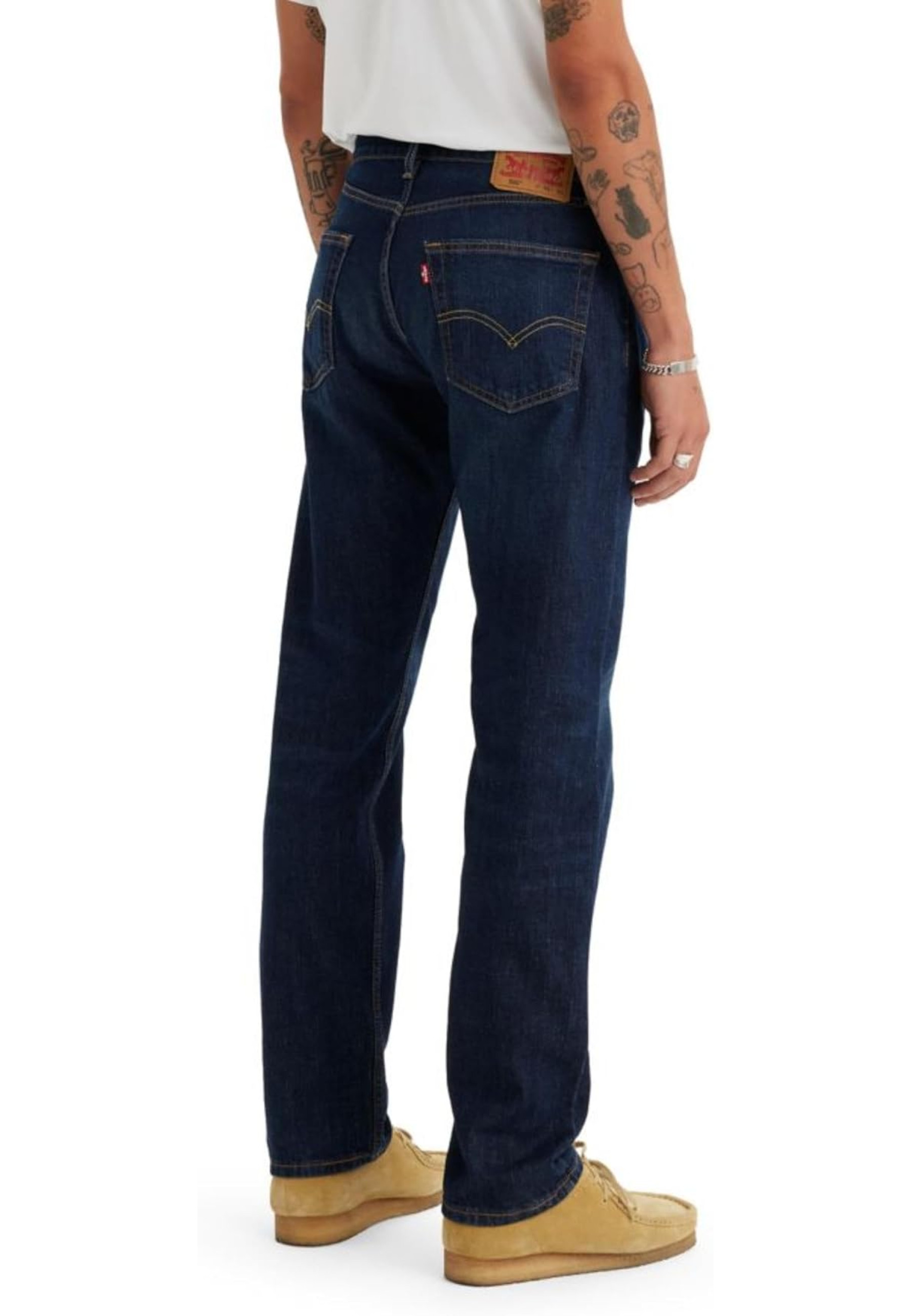 Чоловічі джинси Levi's 505 Regular Fit Nail Loop Knot Dark Indigo вигляд спереду та деталі