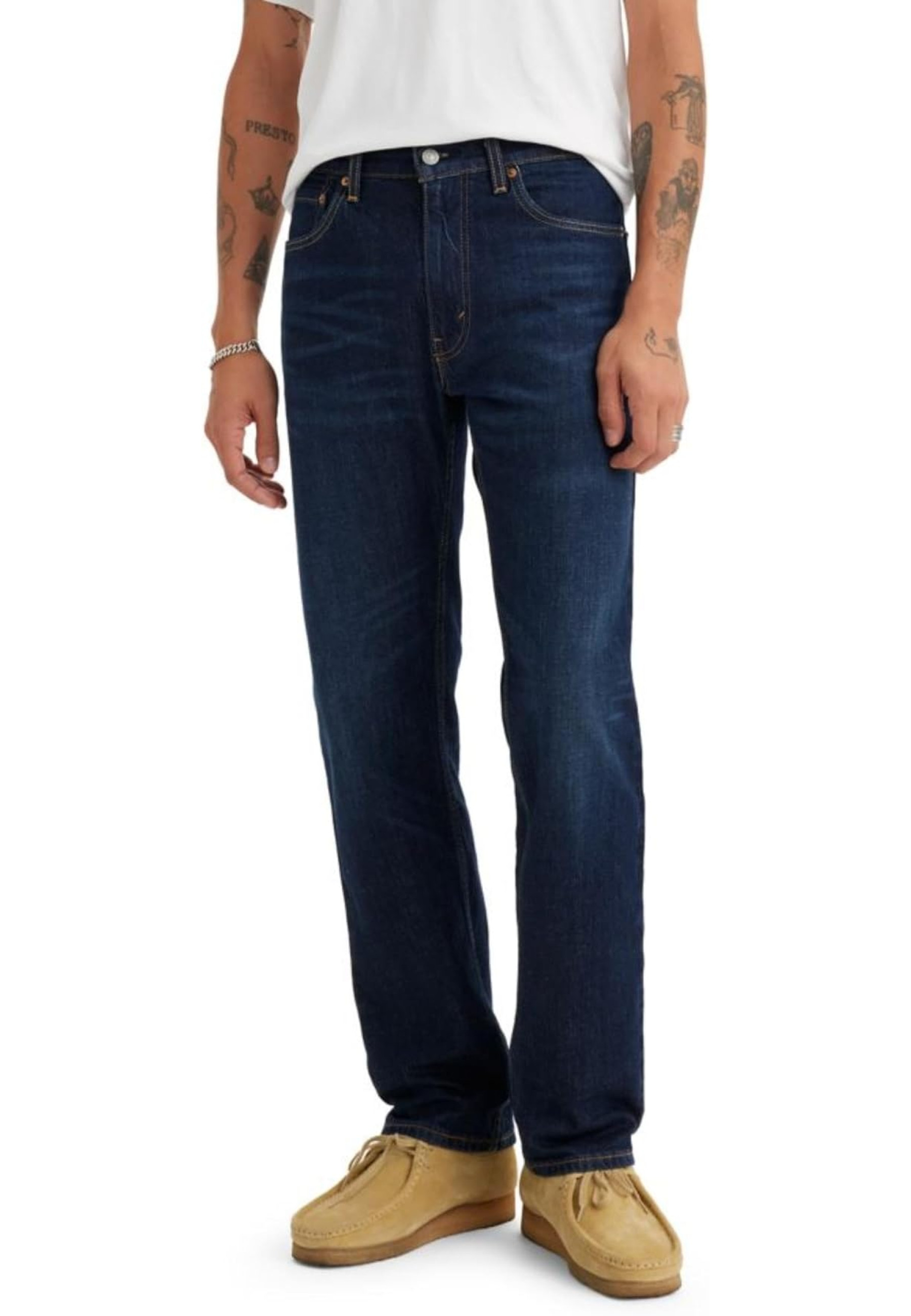 Чоловічі джинси Levi's 505 Regular Fit Nail Loop Knot Dark Indigo вигляд спереду та деталі